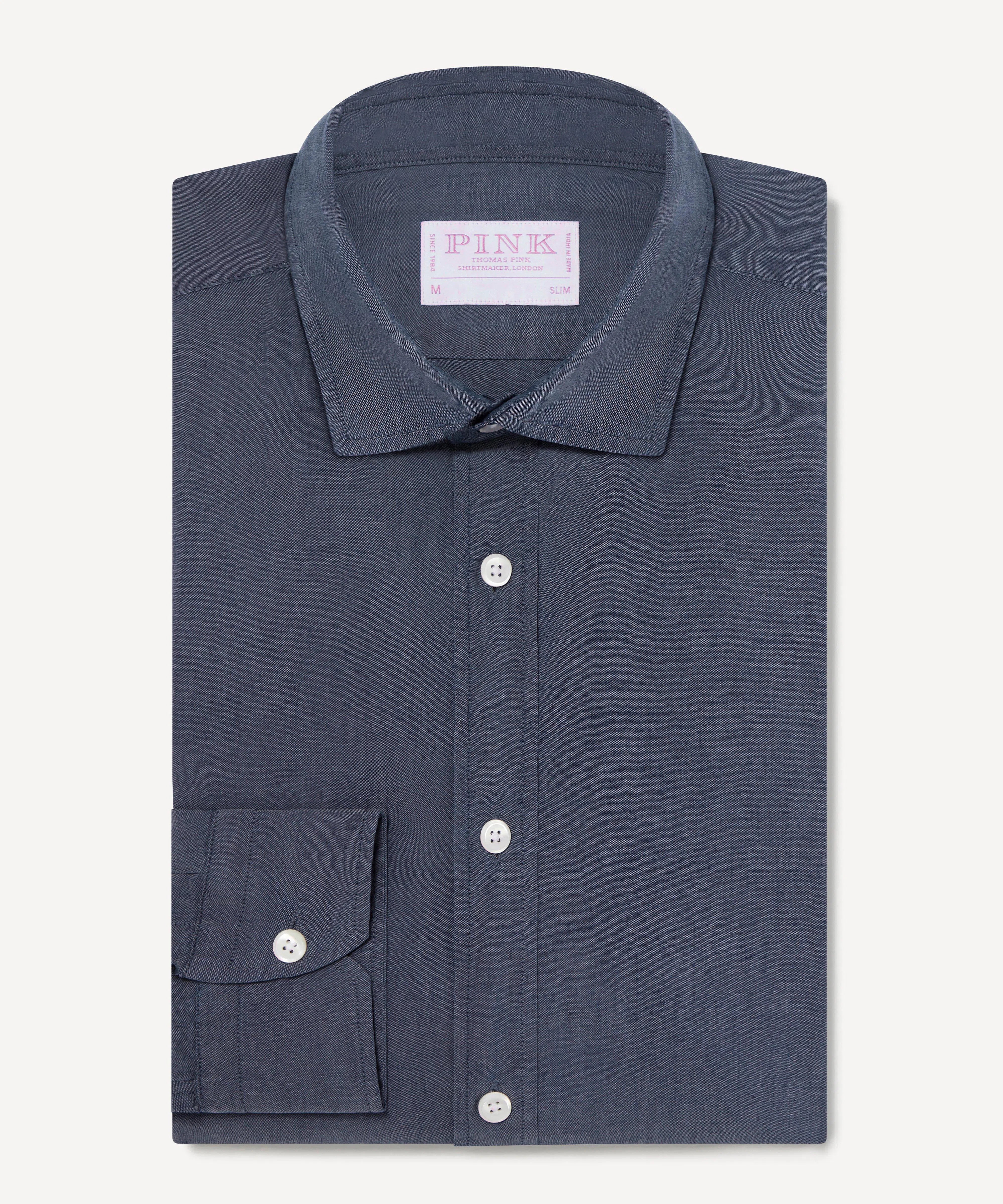 Thomas Pink Slim Fit Smart Casual Indigo Twill Shirt-MALFORD OF LONDON SAVILE ROW MENSWEAR OUTLET