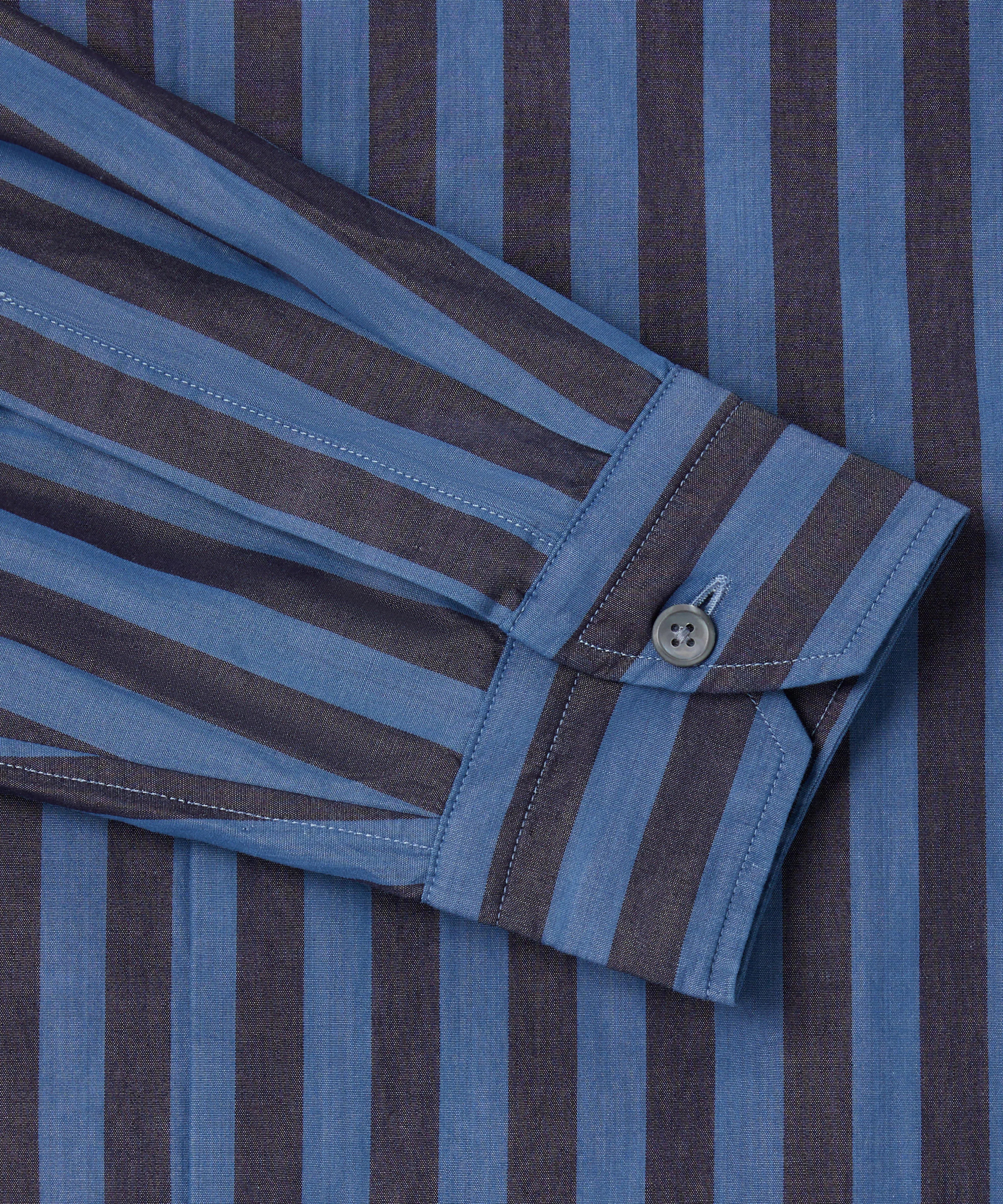 Thomas Pink Slim Fit Smart Casual Indigo Wide Stripe Shirt-MALFORD OF LONDON SAVILE ROW MENSWEAR OUTLET