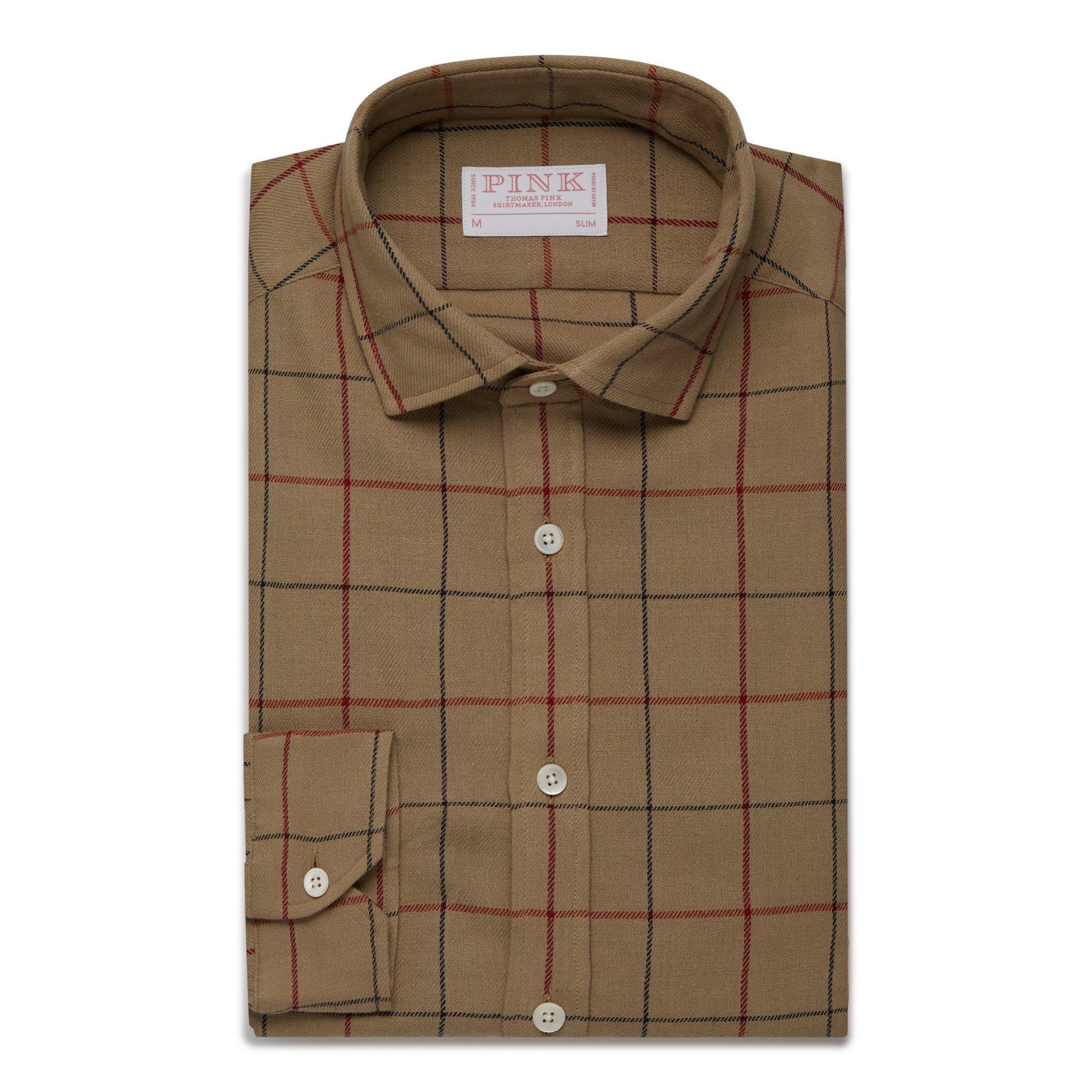 Thomas Pink Slim Fit Smart Casual Large Twill Check Shirt-MALFORD OF LONDON SAVILE ROW MENSWEAR OUTLET