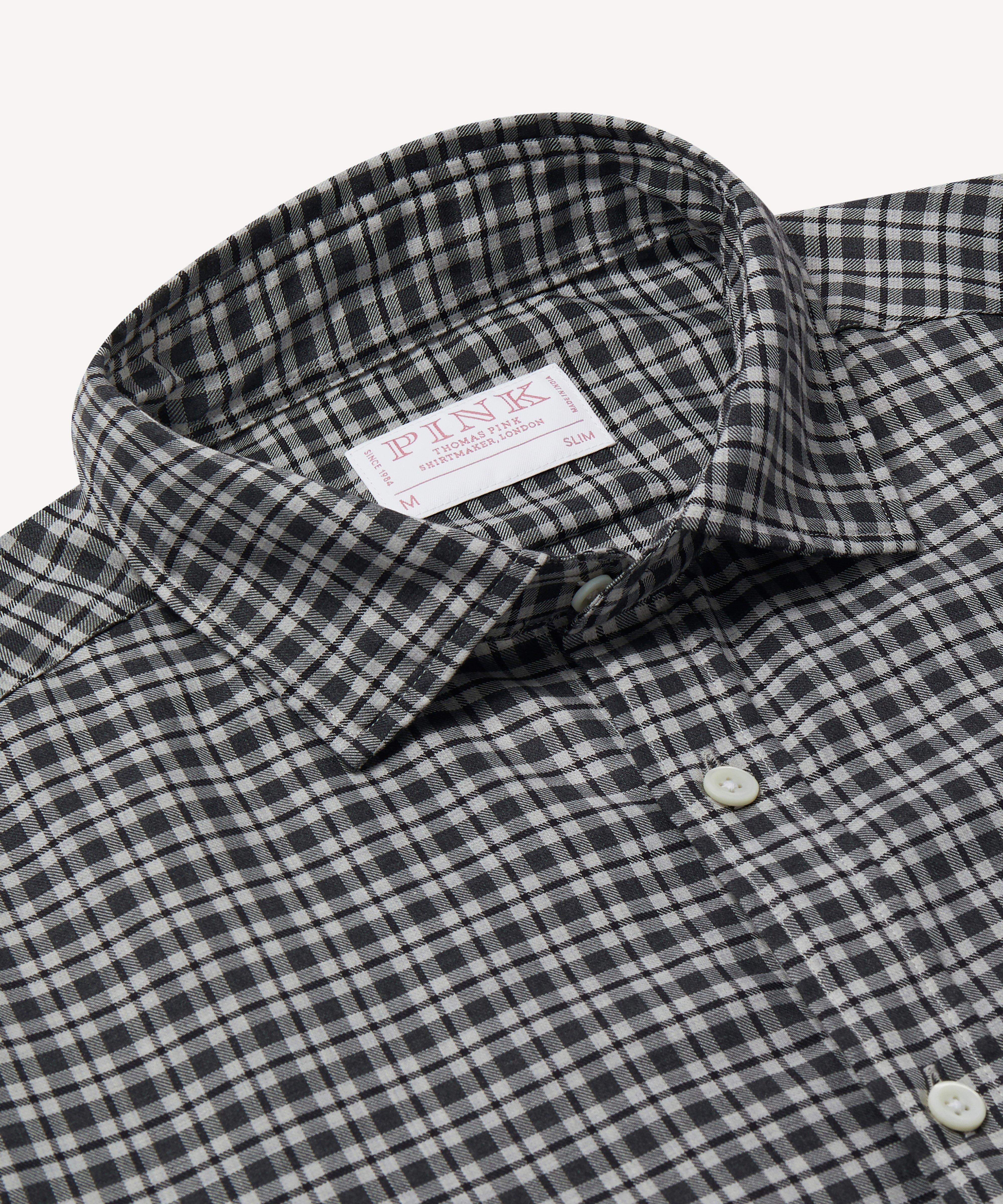 Thomas Pink Slim Fit Smart Casual Melange Twill Check Shirt-MALFORD OF LONDON SAVILE ROW MENSWEAR OUTLET