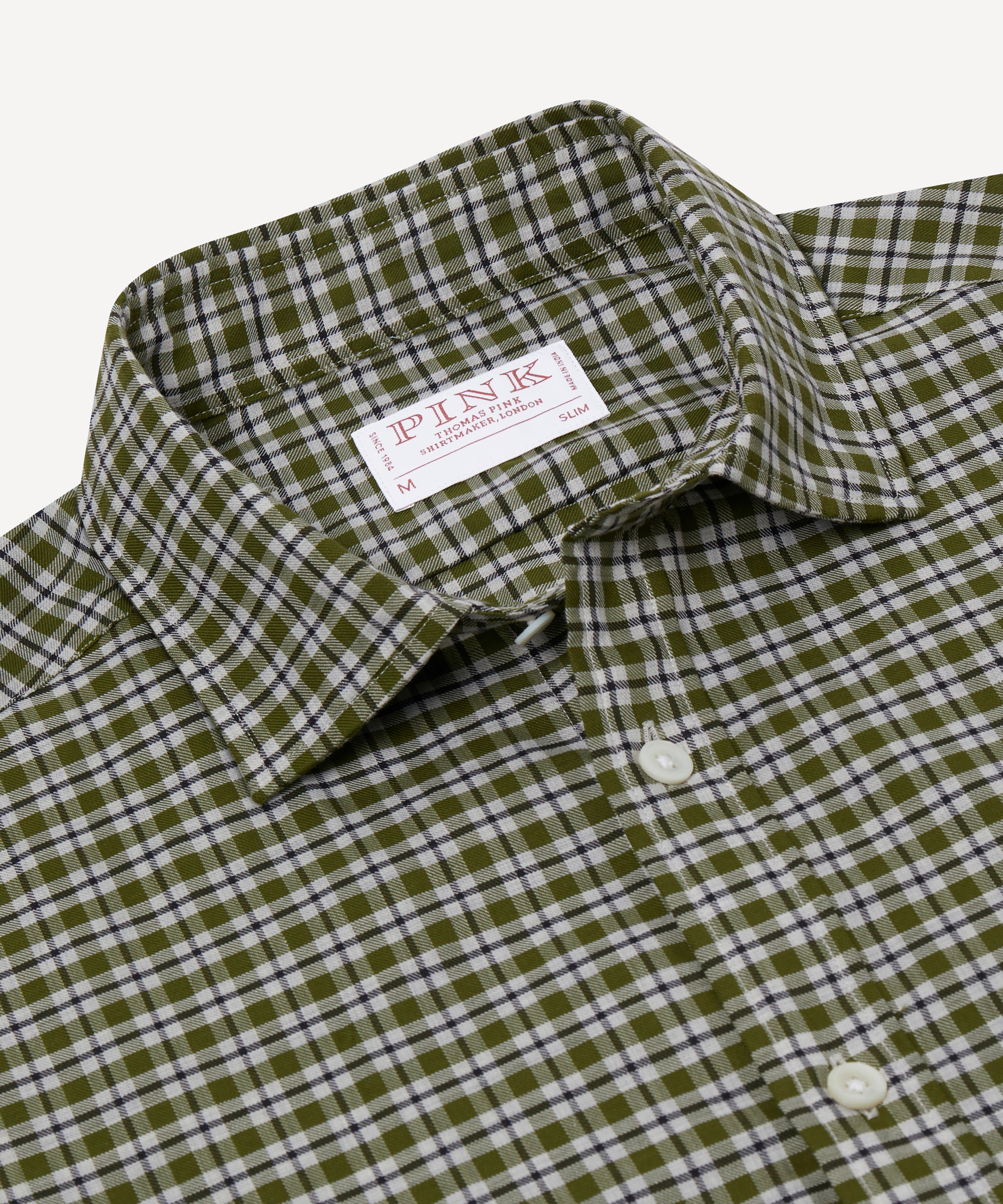 Thomas Pink Slim Fit Smart Casual Melange Twill Check Shirt-MALFORD OF LONDON SAVILE ROW MENSWEAR OUTLET