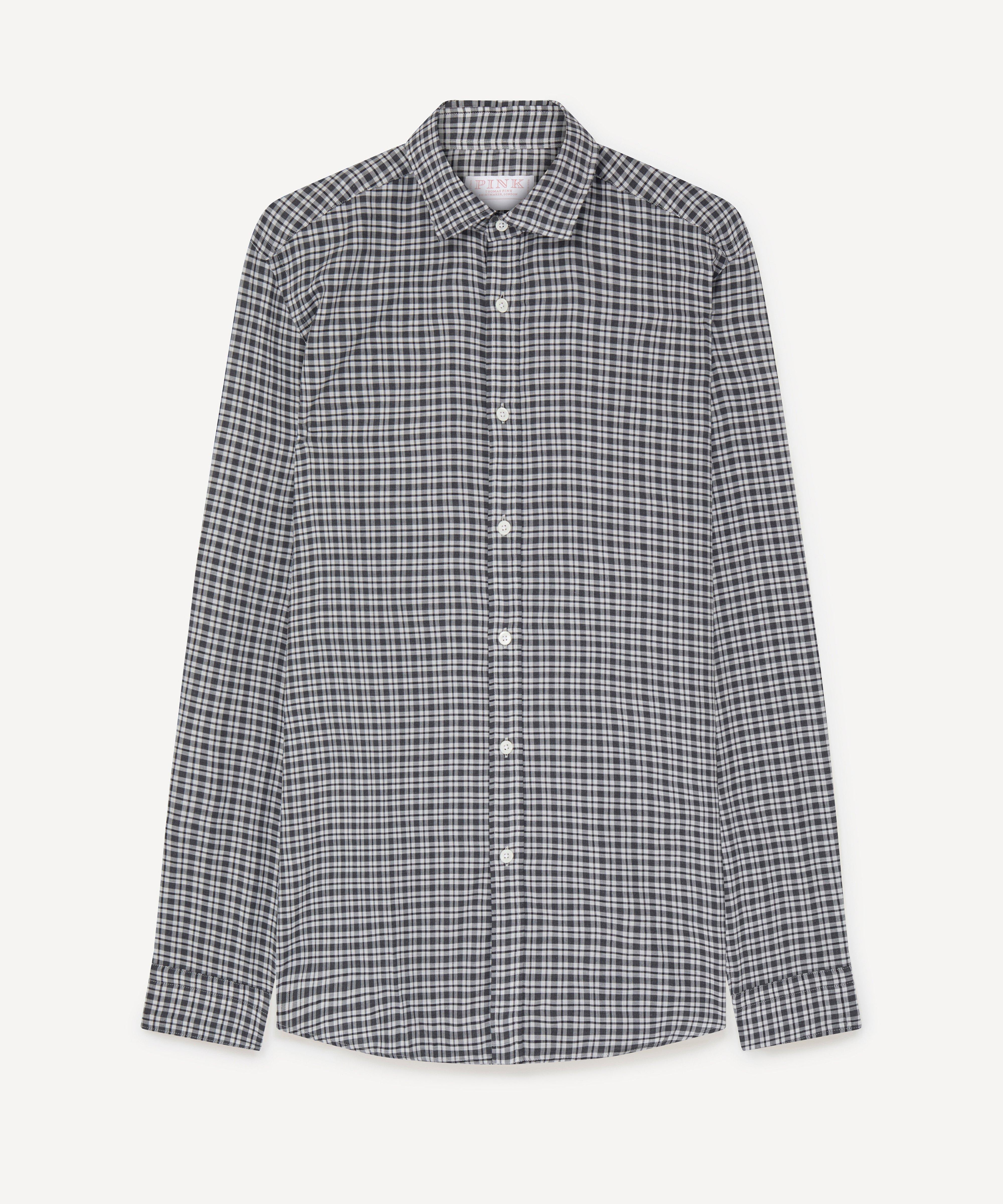 Thomas Pink Slim Fit Smart Casual Melange Twill Check Shirt-MALFORD OF LONDON SAVILE ROW MENSWEAR OUTLET