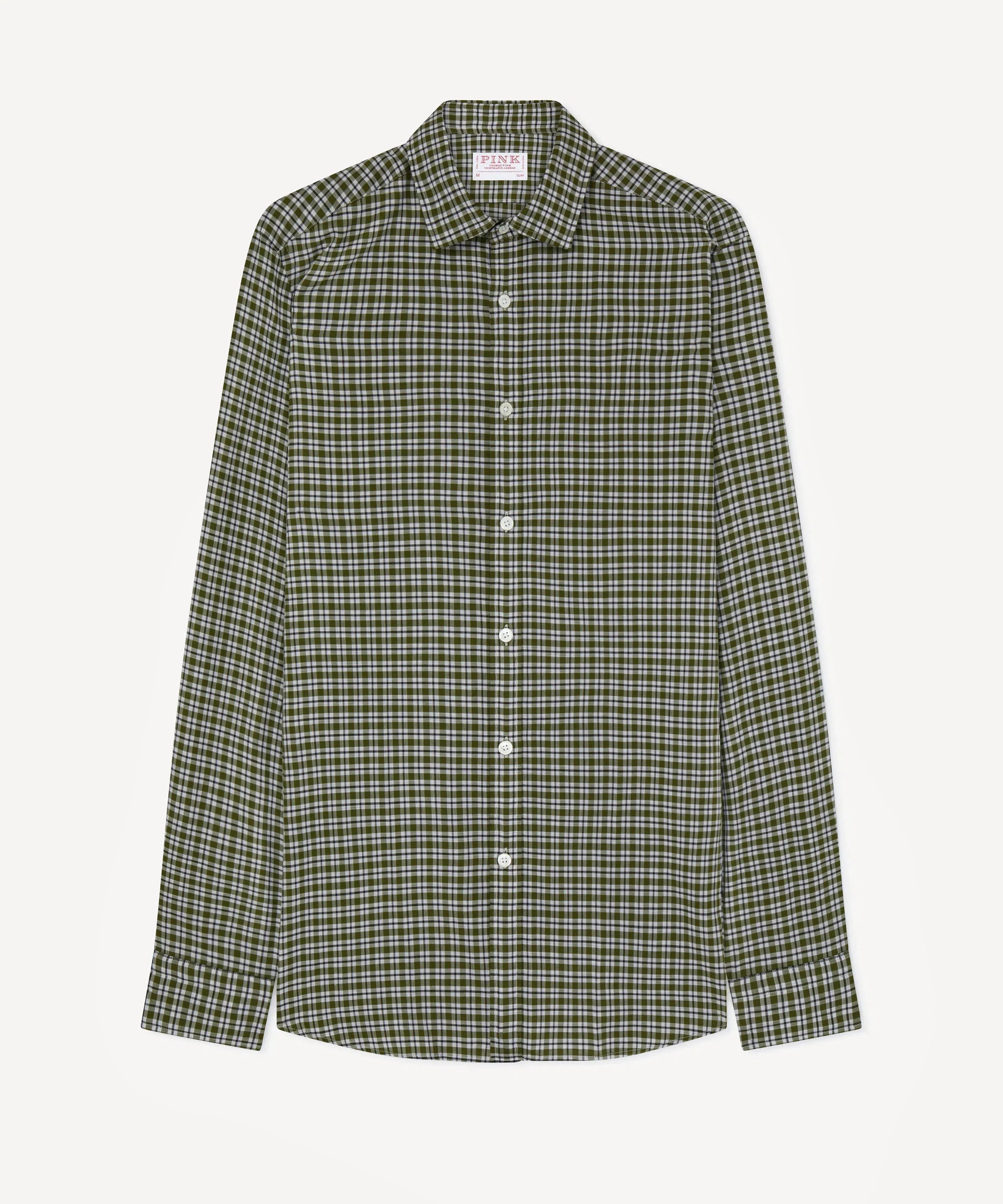 Thomas Pink Slim Fit Smart Casual Melange Twill Check Shirt-MALFORD OF LONDON SAVILE ROW MENSWEAR OUTLET