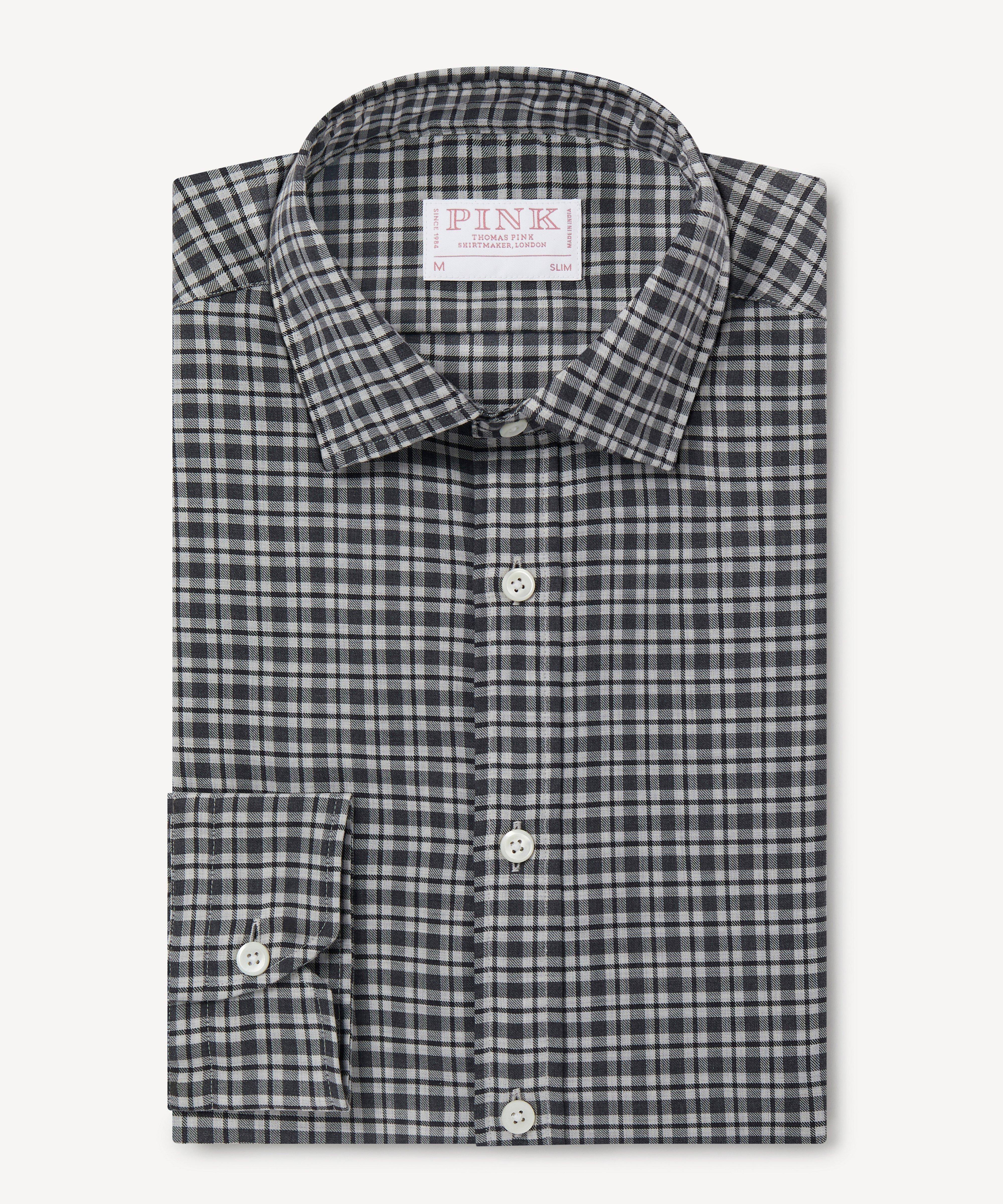 Thomas Pink Slim Fit Smart Casual Melange Twill Check Shirt-MALFORD OF LONDON SAVILE ROW MENSWEAR OUTLET