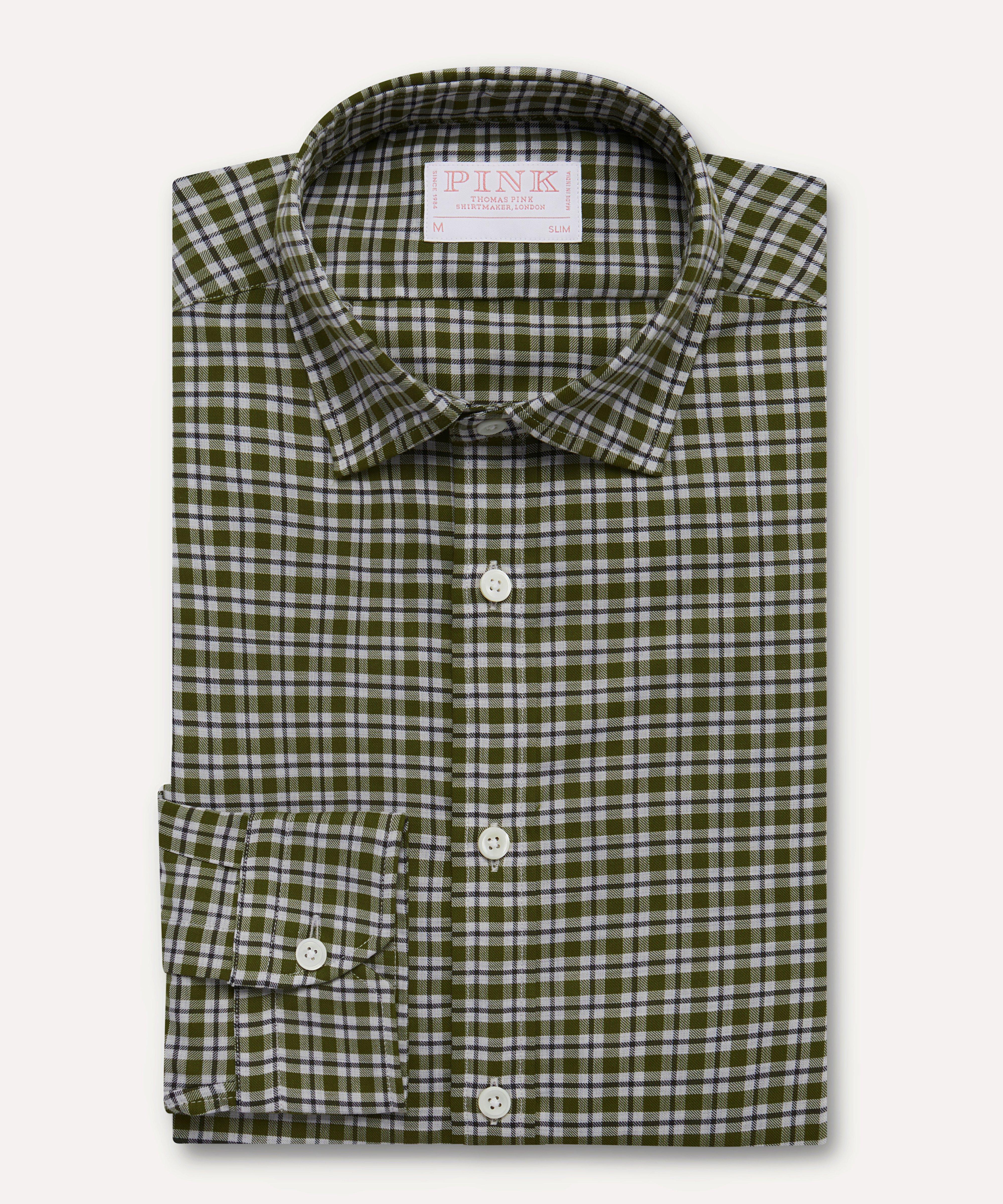 Thomas Pink Slim Fit Smart Casual Melange Twill Check Shirt-MALFORD OF LONDON SAVILE ROW MENSWEAR OUTLET