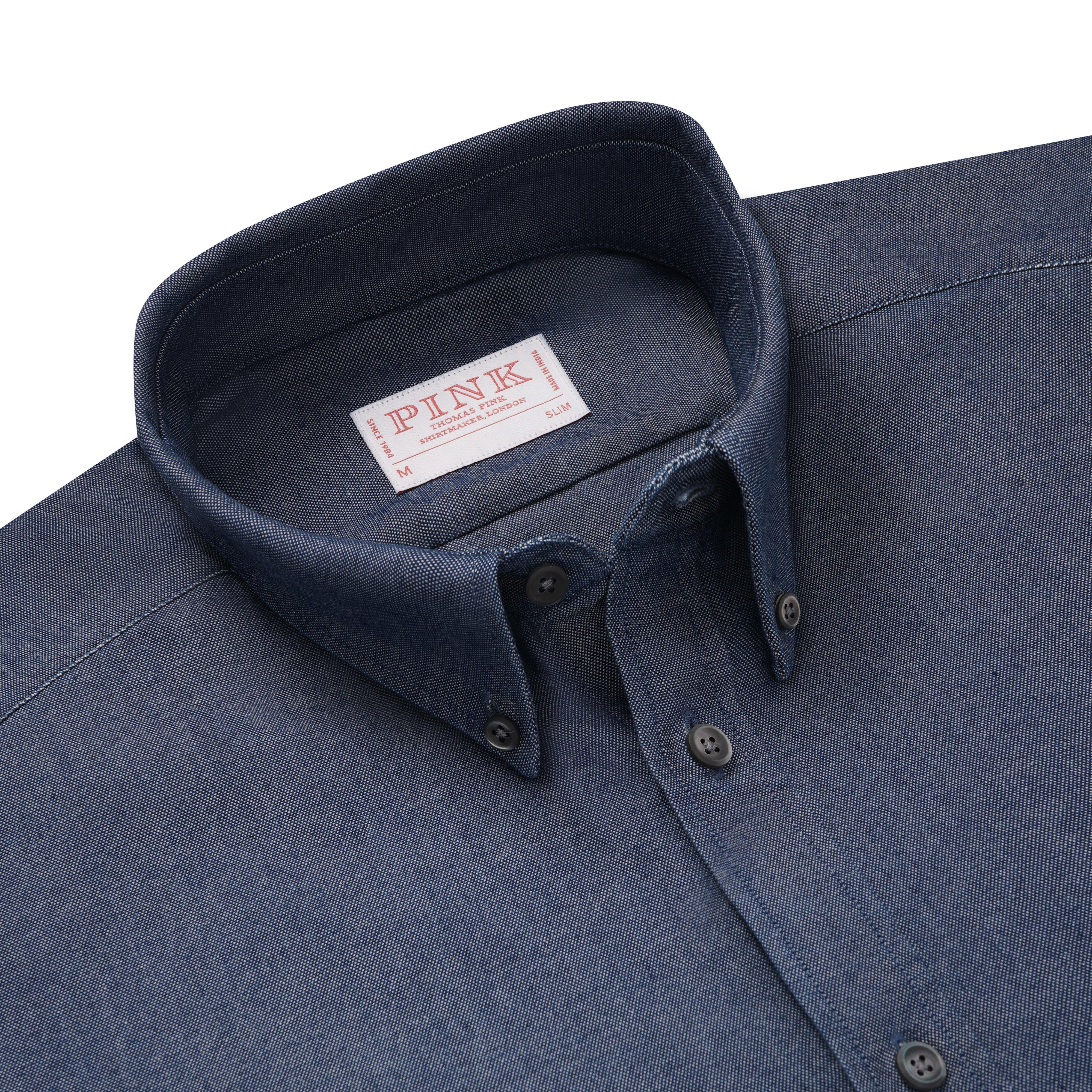 Thomas Pink Slim Fit Smart Casual Oxford Indigo Shirt-MALFORD OF LONDON SAVILE ROW MENSWEAR OUTLET