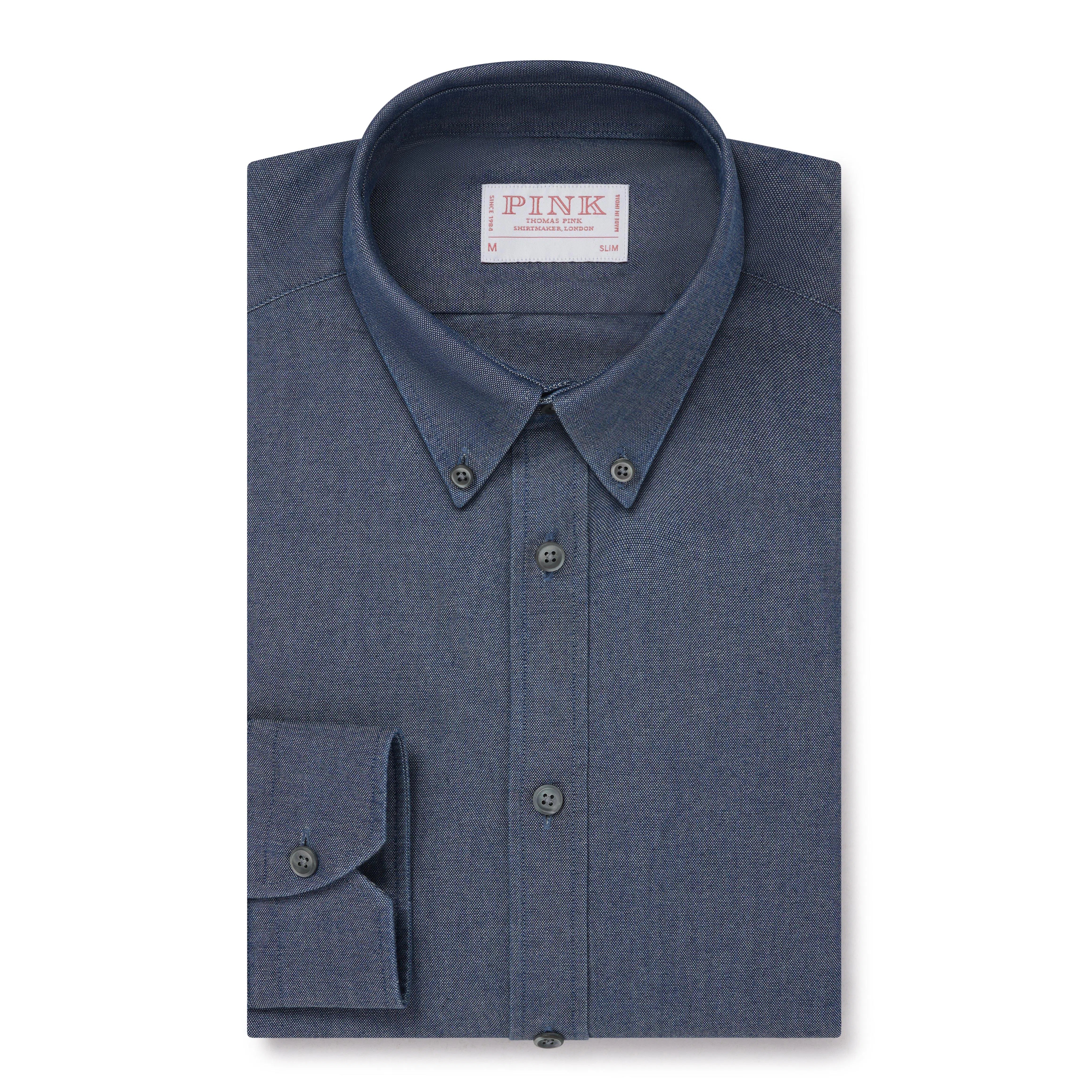 Thomas Pink Slim Fit Smart Casual Oxford Indigo Shirt-MALFORD OF LONDON SAVILE ROW MENSWEAR OUTLET