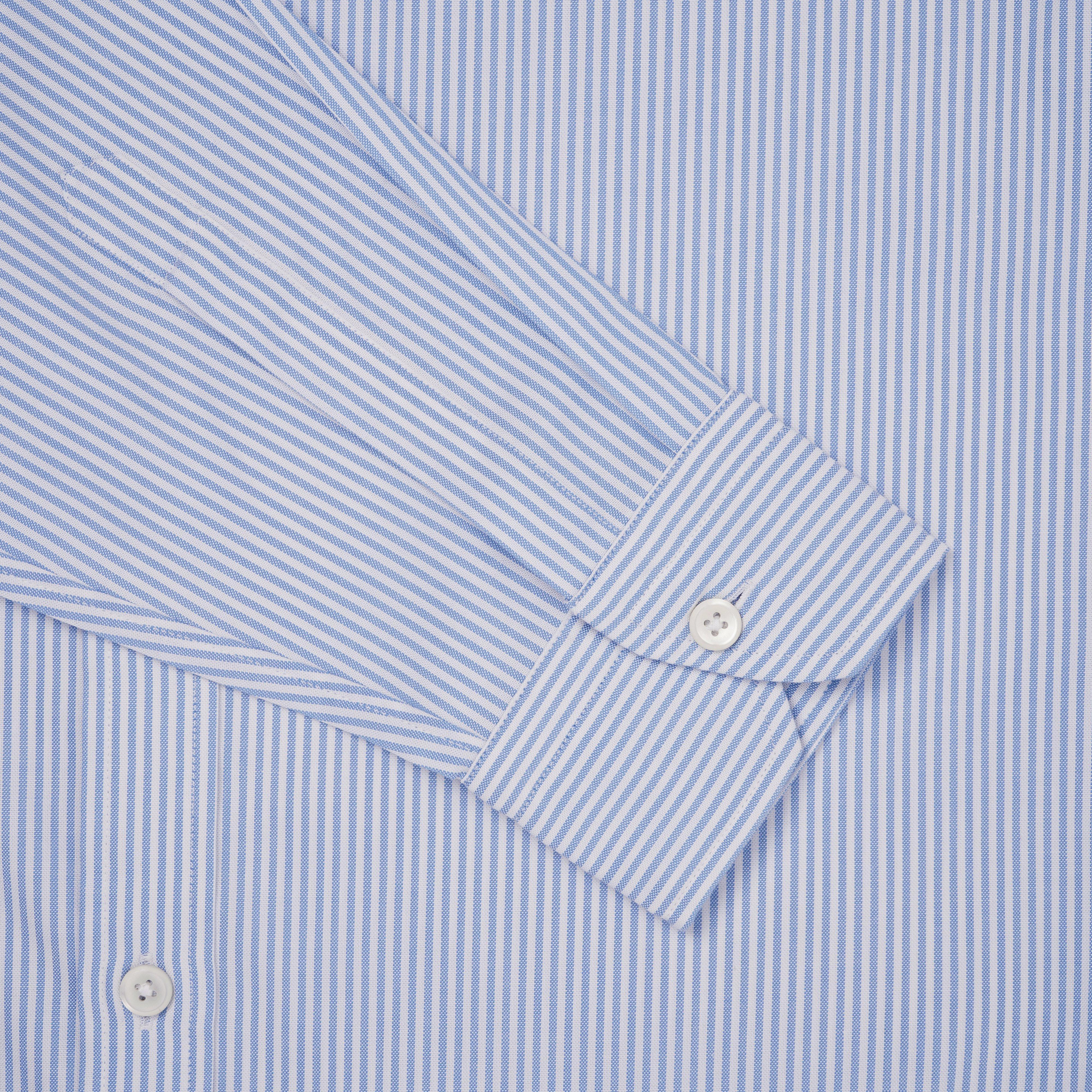 Thomas Pink Slim Fit Smart Casual Panama Stripe Shirt Pale Blue/White-MALFORD OF LONDON SAVILE ROW MENSWEAR OUTLET