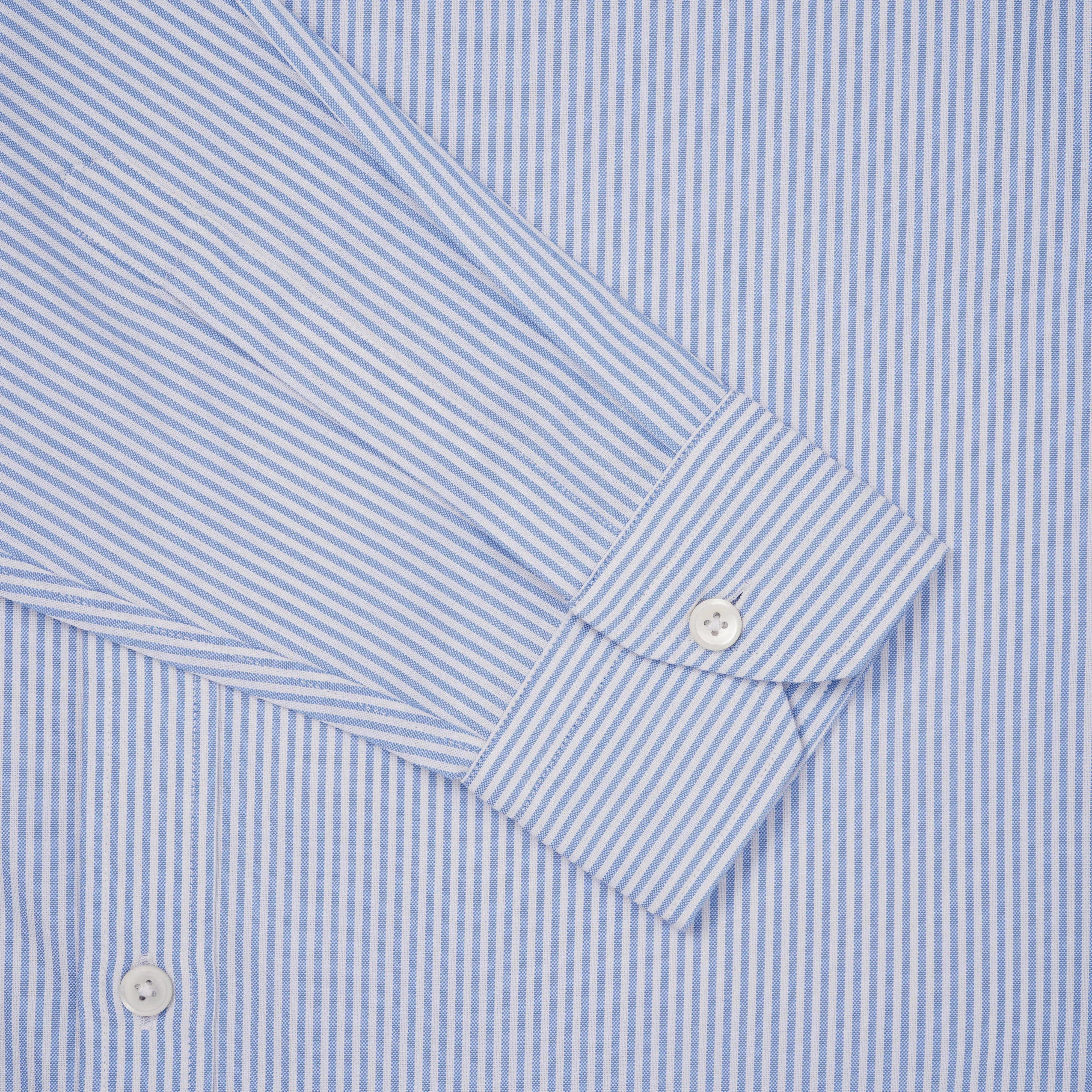 Thomas Pink Slim Fit Smart Casual Panama Stripe Shirt Pale Blue/White-MALFORD OF LONDON SAVILE ROW MENSWEAR OUTLET