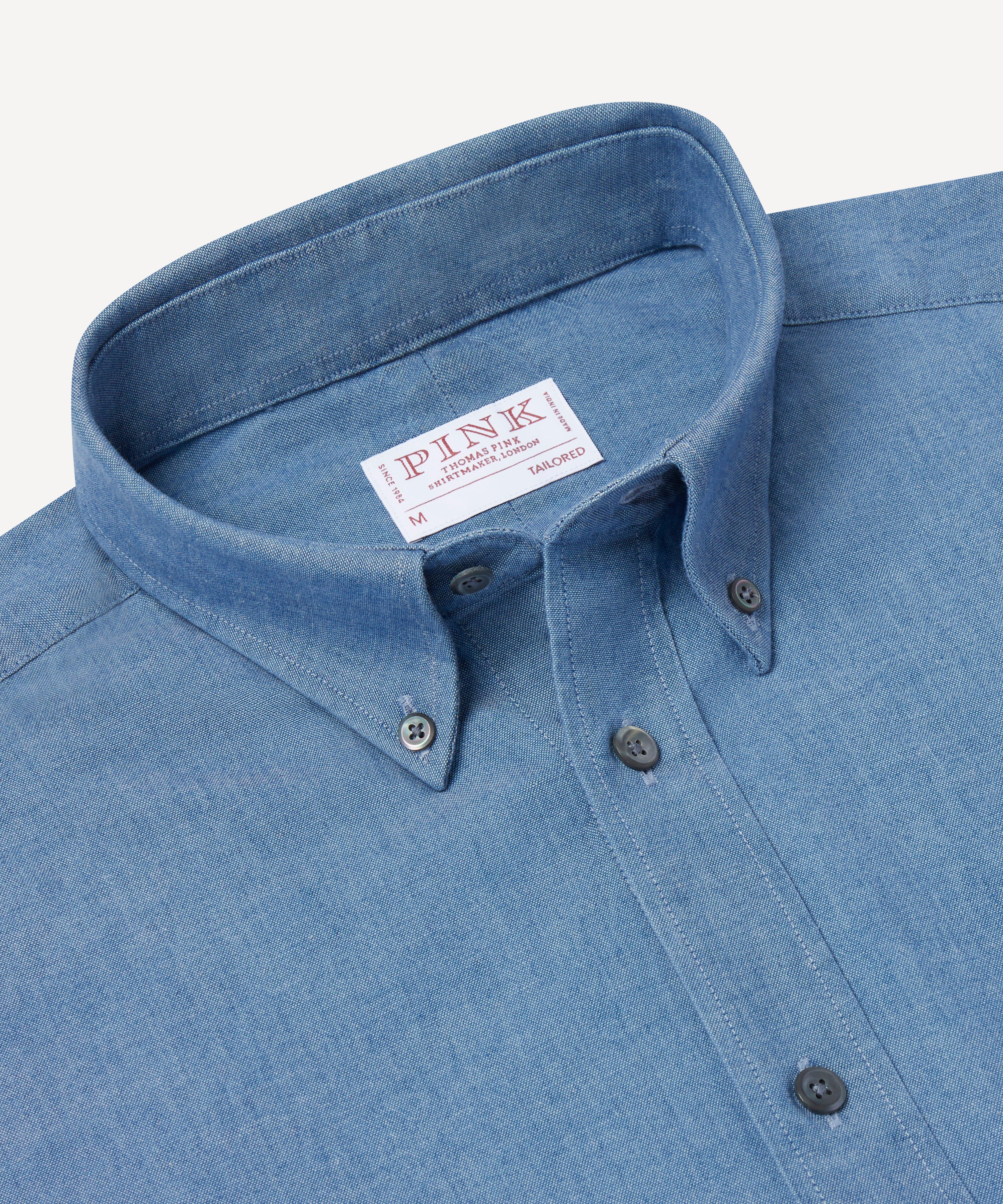 Thomas Pink Slim Fit Smart Casual Washed Chambray Shirts-MALFORD OF LONDON SAVILE ROW MENSWEAR OUTLET