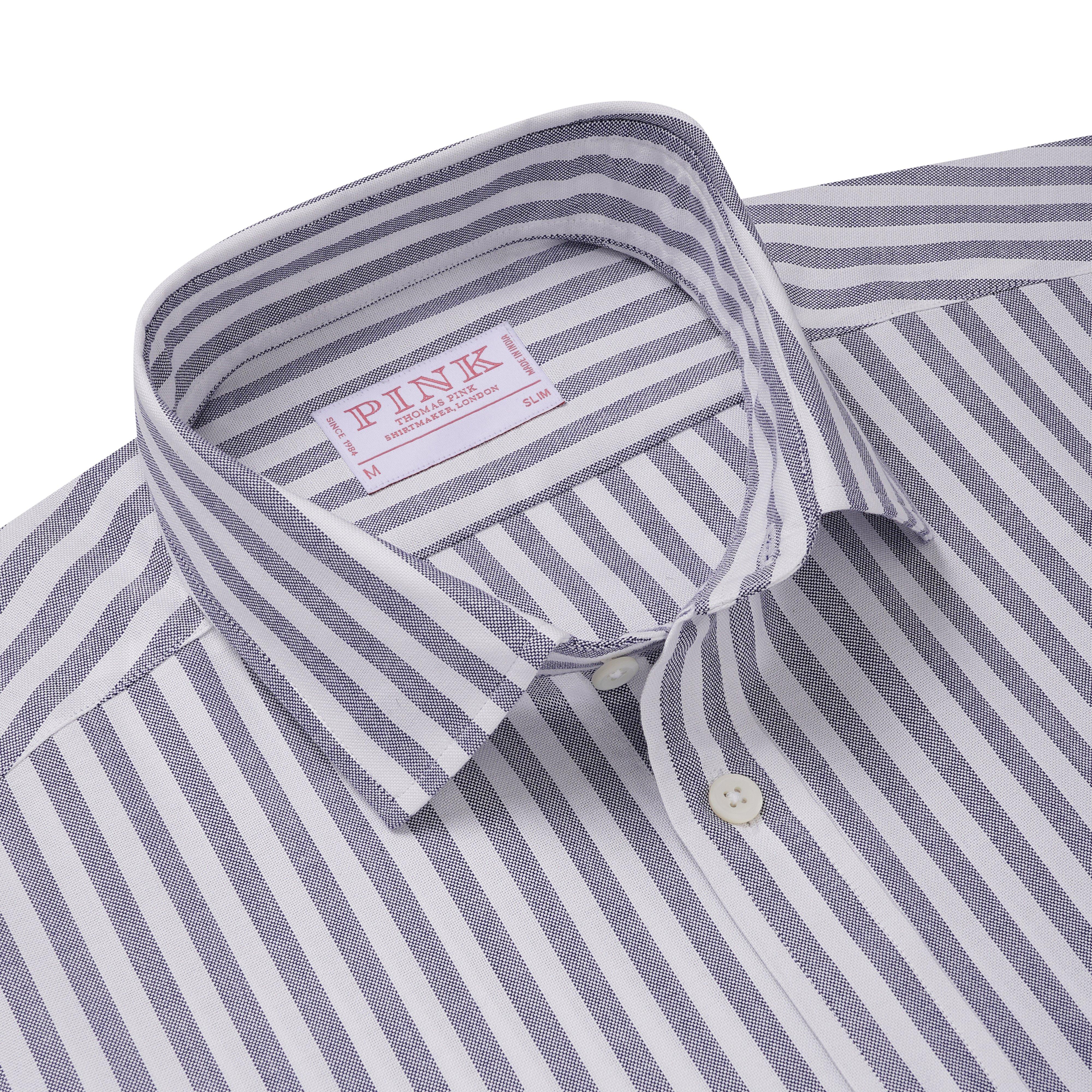 Thomas Pink Slim Fit Smart Casual Woven Stripe Shirt-MALFORD OF LONDON SAVILE ROW MENSWEAR OUTLET