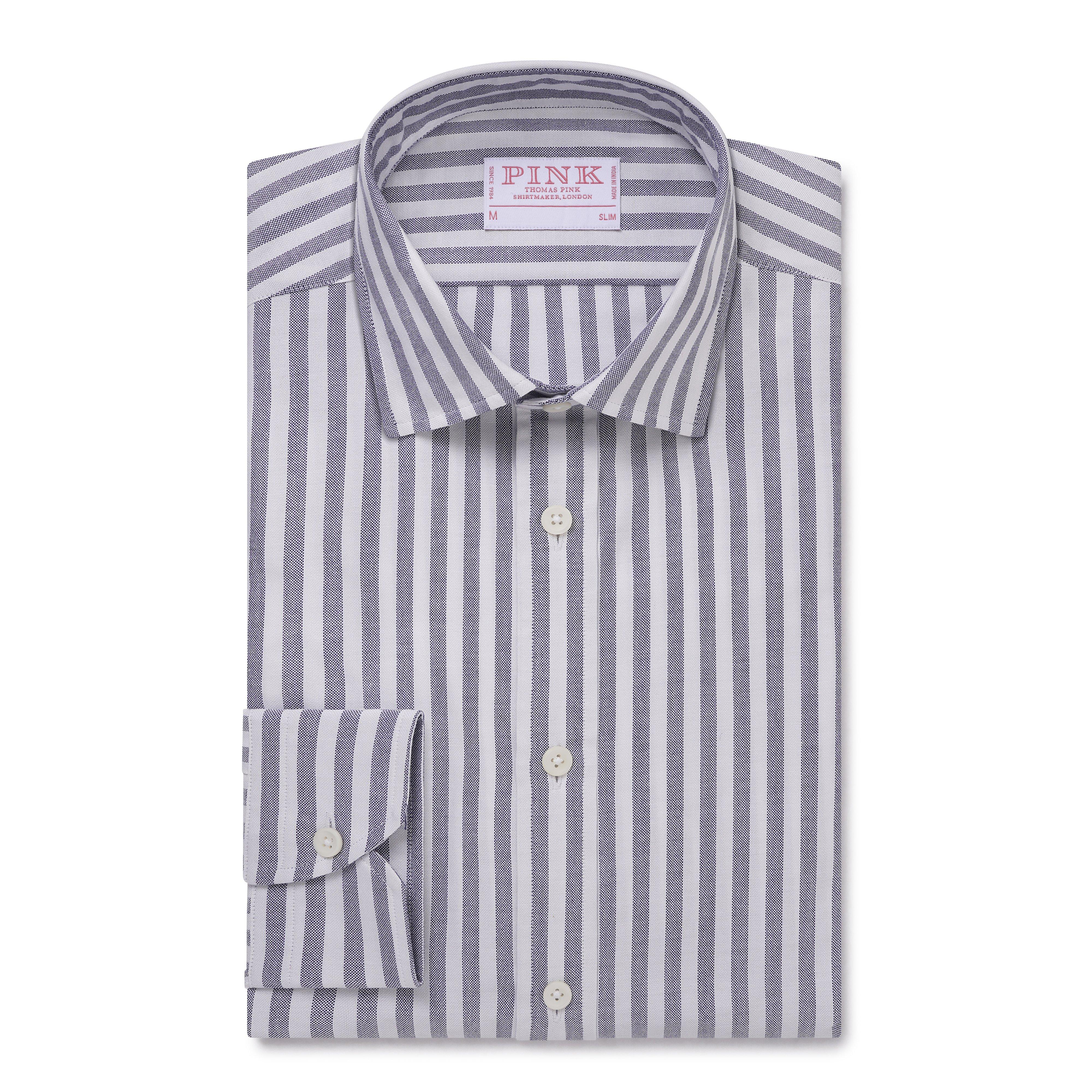 Thomas Pink Slim Fit Smart Casual Woven Stripe Shirt-MALFORD OF LONDON SAVILE ROW MENSWEAR OUTLET