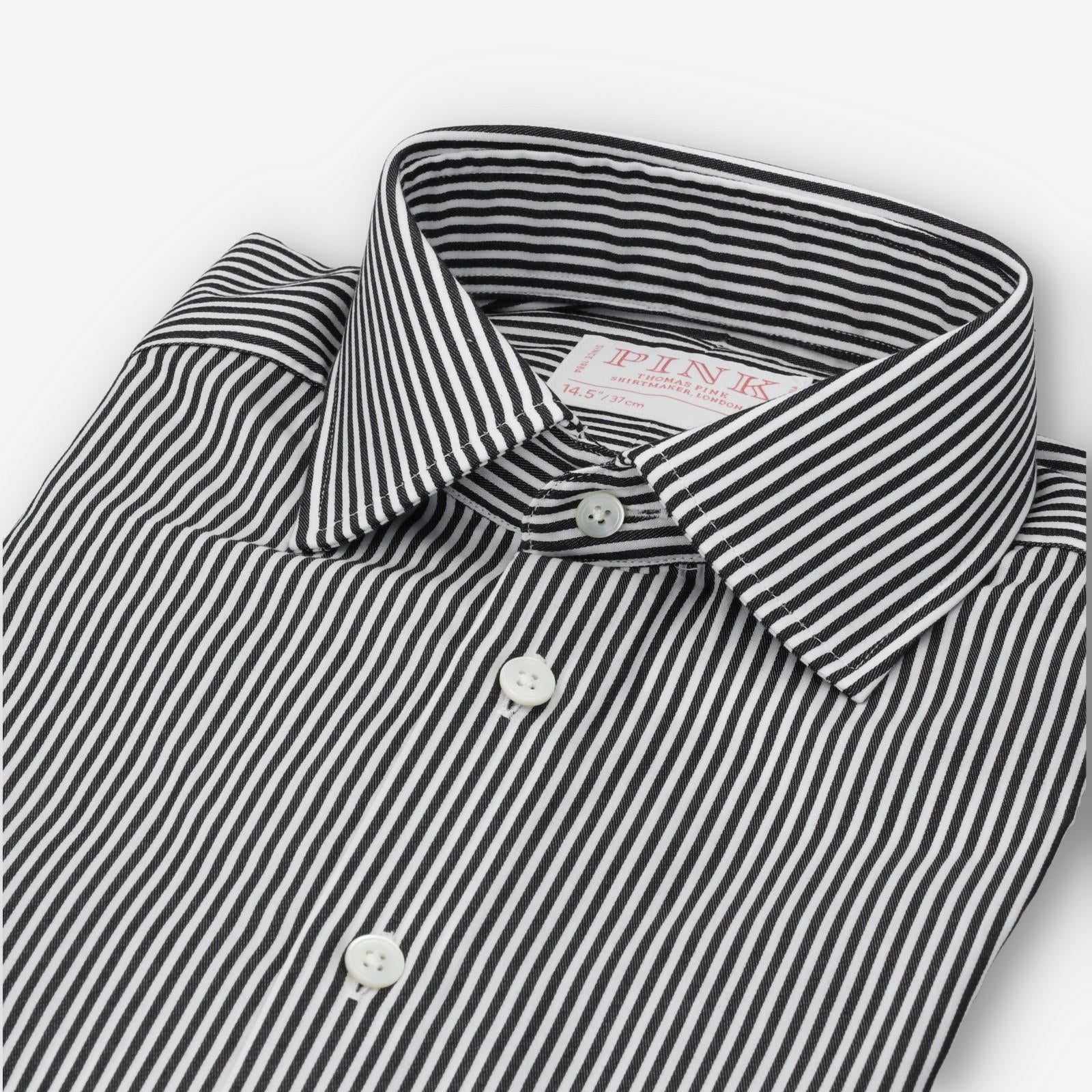 Thomas Pink Slim Fit Striped Formal Shirt Black/White-MALFORD OF LONDON SAVILE ROW MENSWEAR OUTLET