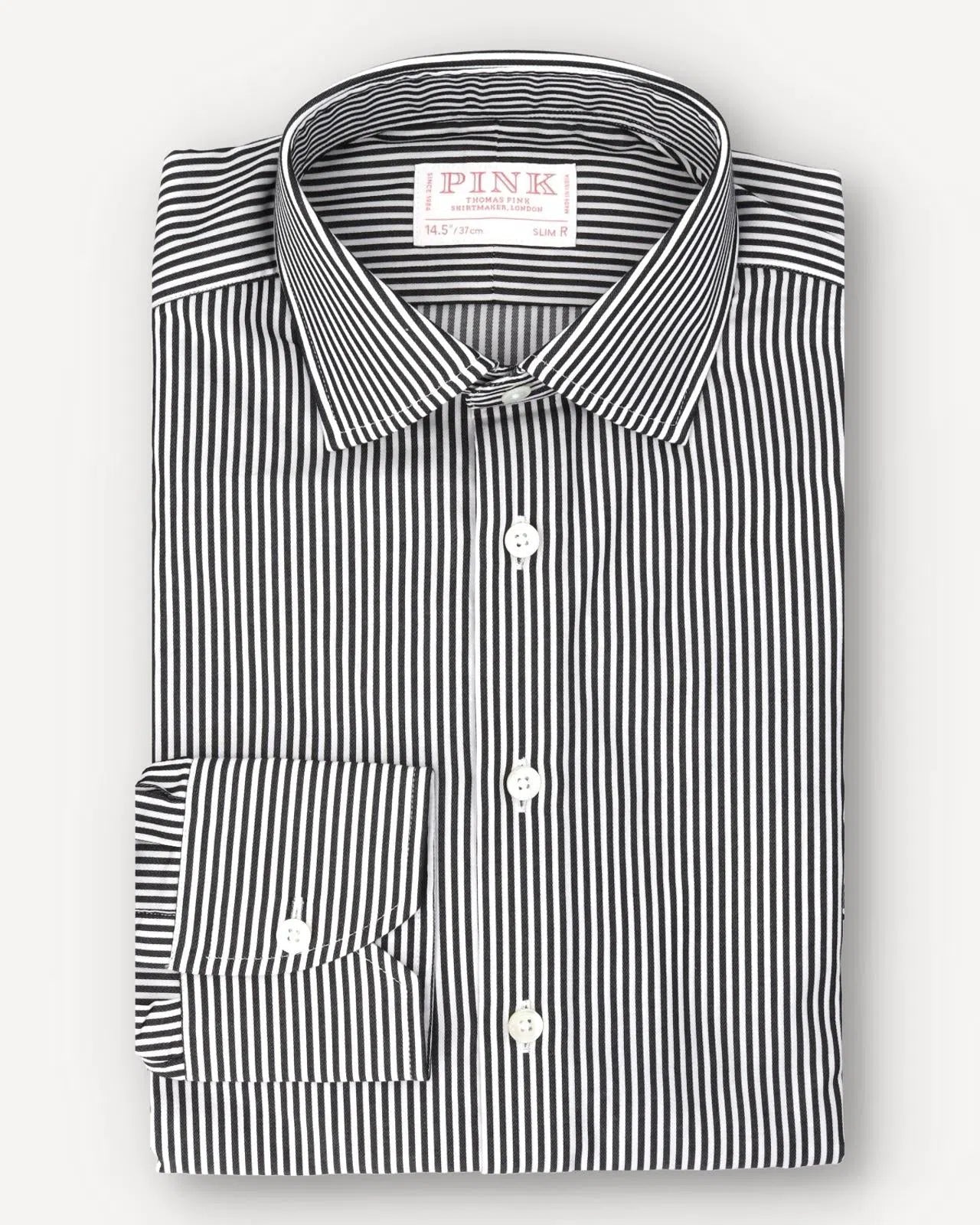 Thomas Pink Slim Fit Striped Formal Shirt Black/White-MALFORD OF LONDON SAVILE ROW MENSWEAR OUTLET