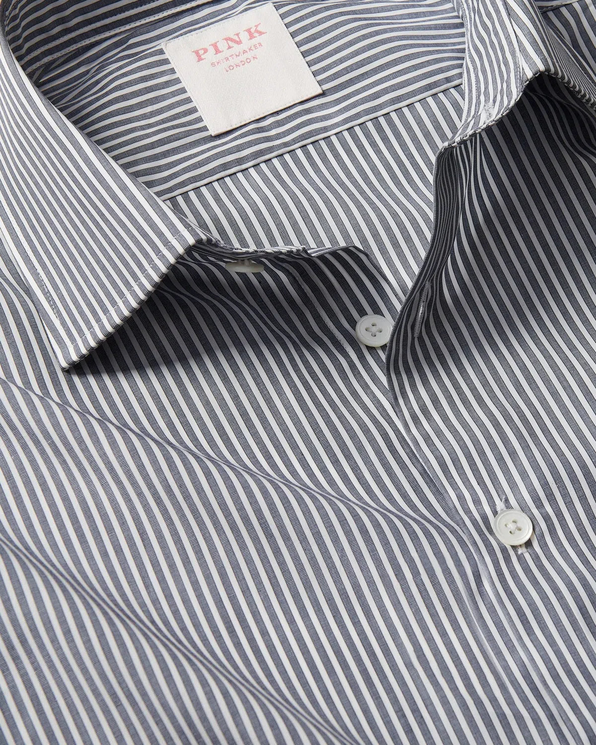 Thomas Pink Stripe Lux Shirt Navy White-MALFORD OF LONDON SAVILE ROW MENSWEAR OUTLET