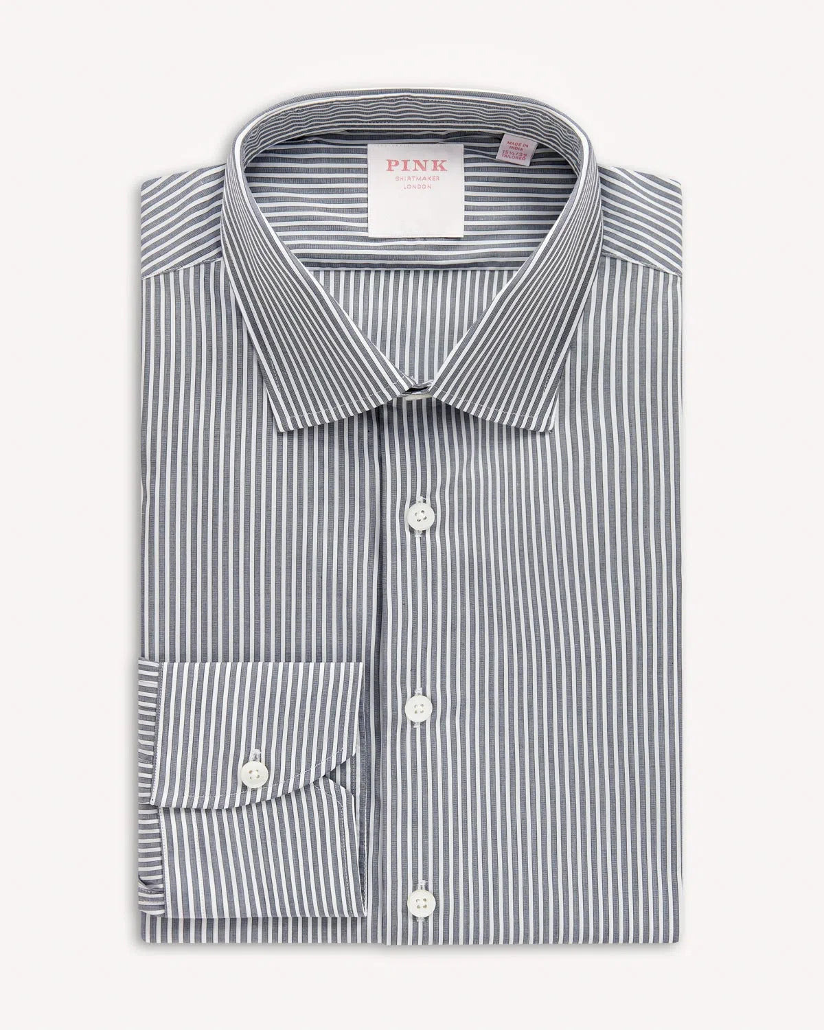 Thomas Pink Stripe Lux Shirt Navy White-MALFORD OF LONDON SAVILE ROW MENSWEAR OUTLET