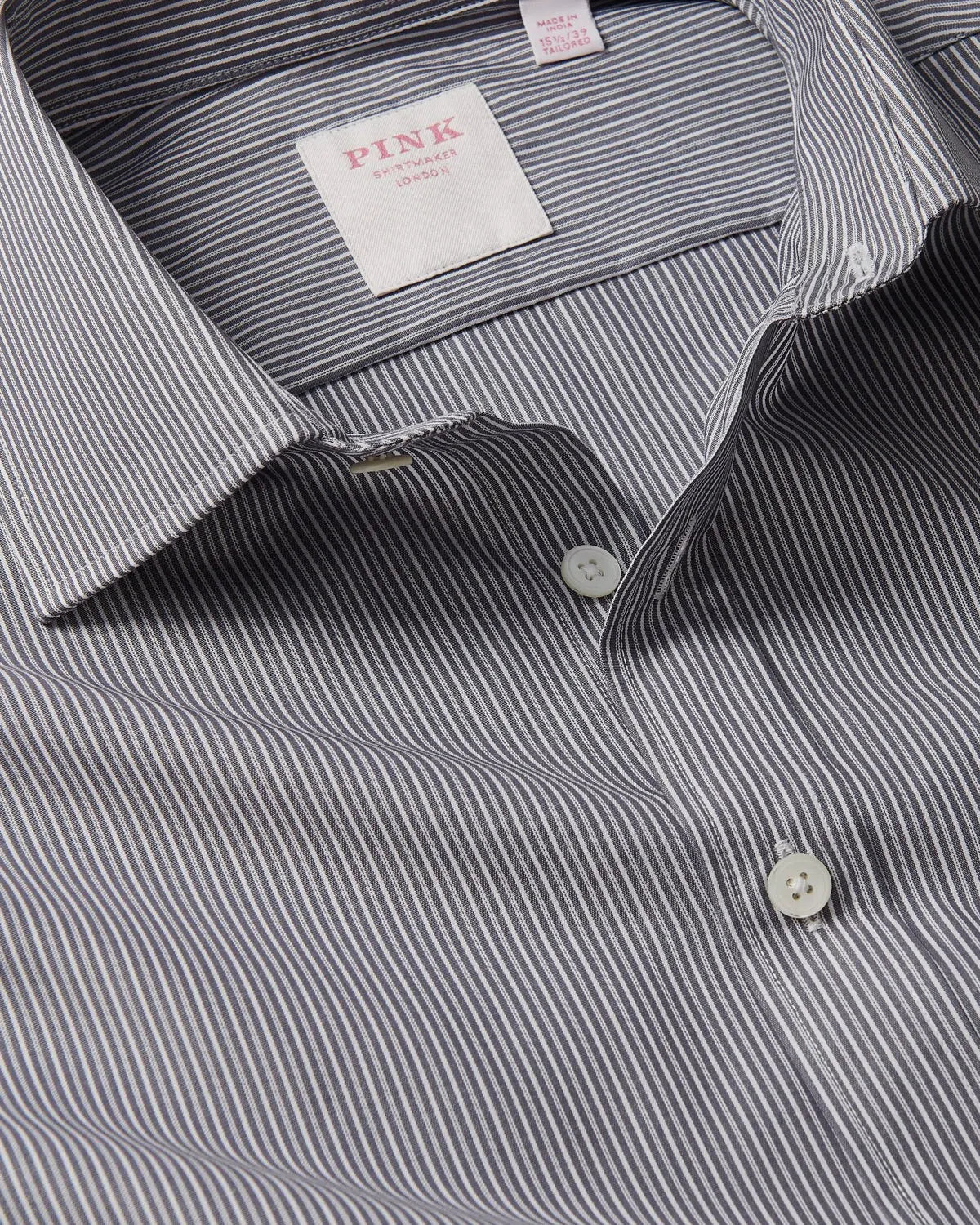 Thomas Pink Stripe Shirt Grey White-MALFORD OF LONDON SAVILE ROW MENSWEAR OUTLET