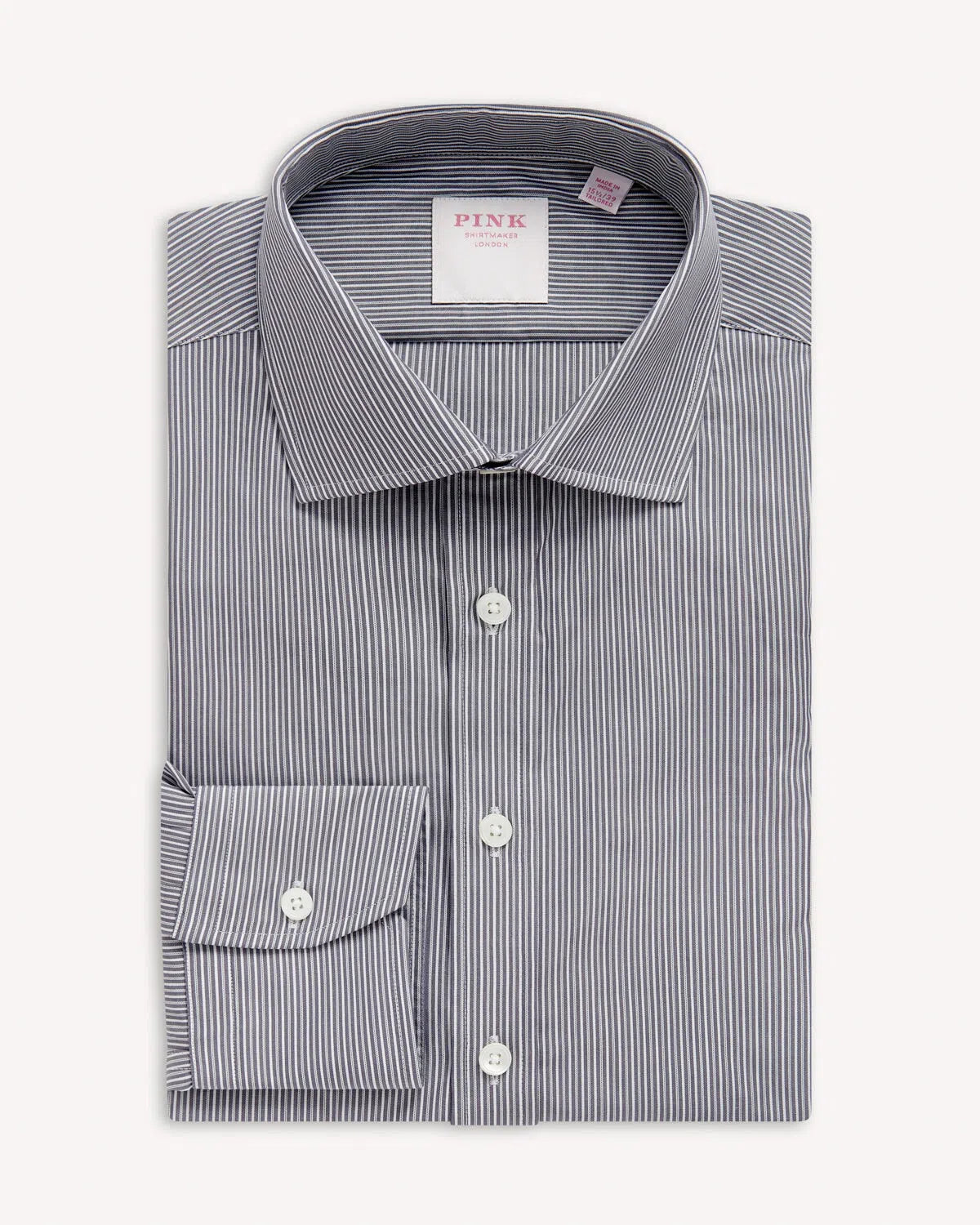 Thomas Pink Stripe Shirt Grey White-MALFORD OF LONDON SAVILE ROW MENSWEAR OUTLET