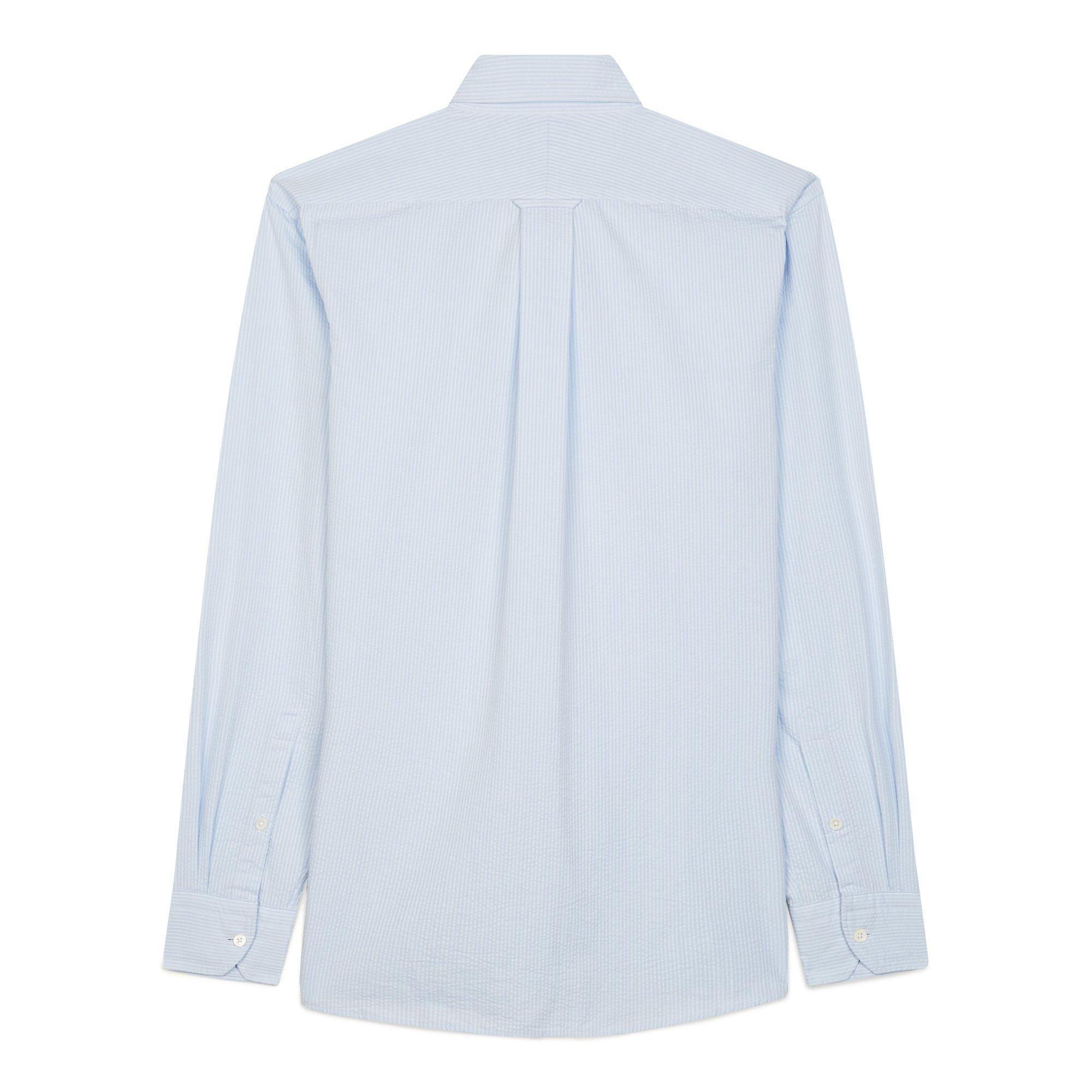 Thomas Pink Tailored Fit Casual Seersucker Stripe Shirt Pale Blue-MALFORD OF LONDON SAVILE ROW MENSWEAR OUTLET