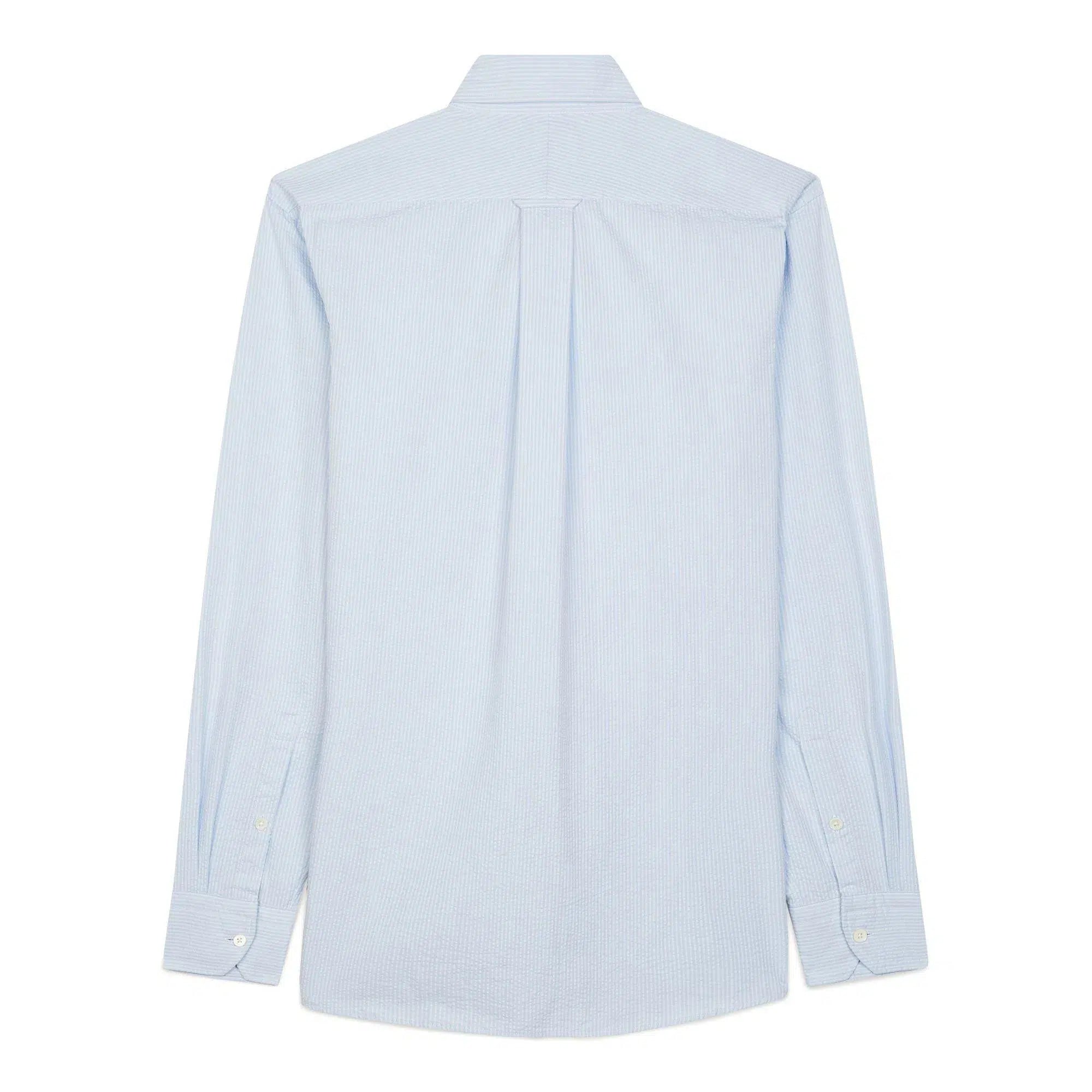 Thomas Pink Tailored Fit Casual Seersucker Stripe Shirt Pale Blue-MALFORD OF LONDON SAVILE ROW MENSWEAR OUTLET