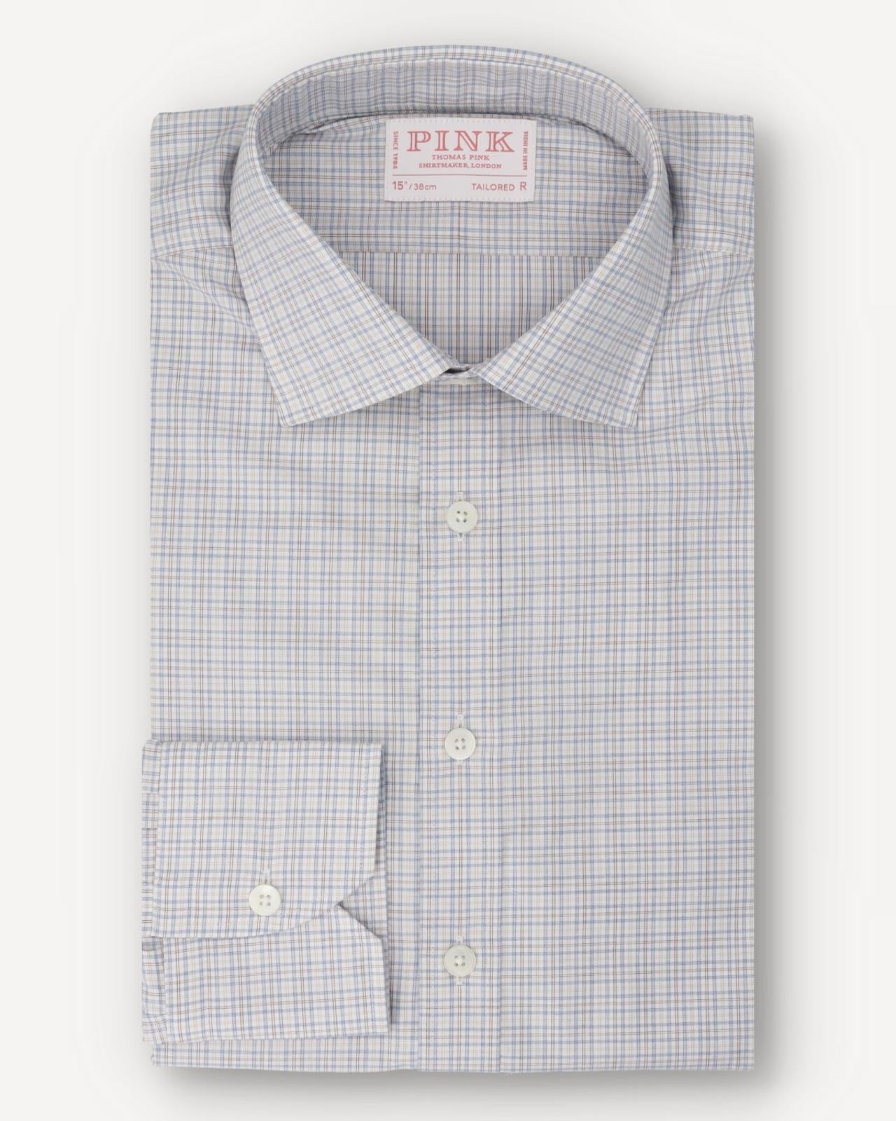 Thomas Pink Tailored Fit Check Formal Shirt White/Multi-MALFORD OF LONDON SAVILE ROW MENSWEAR OUTLET