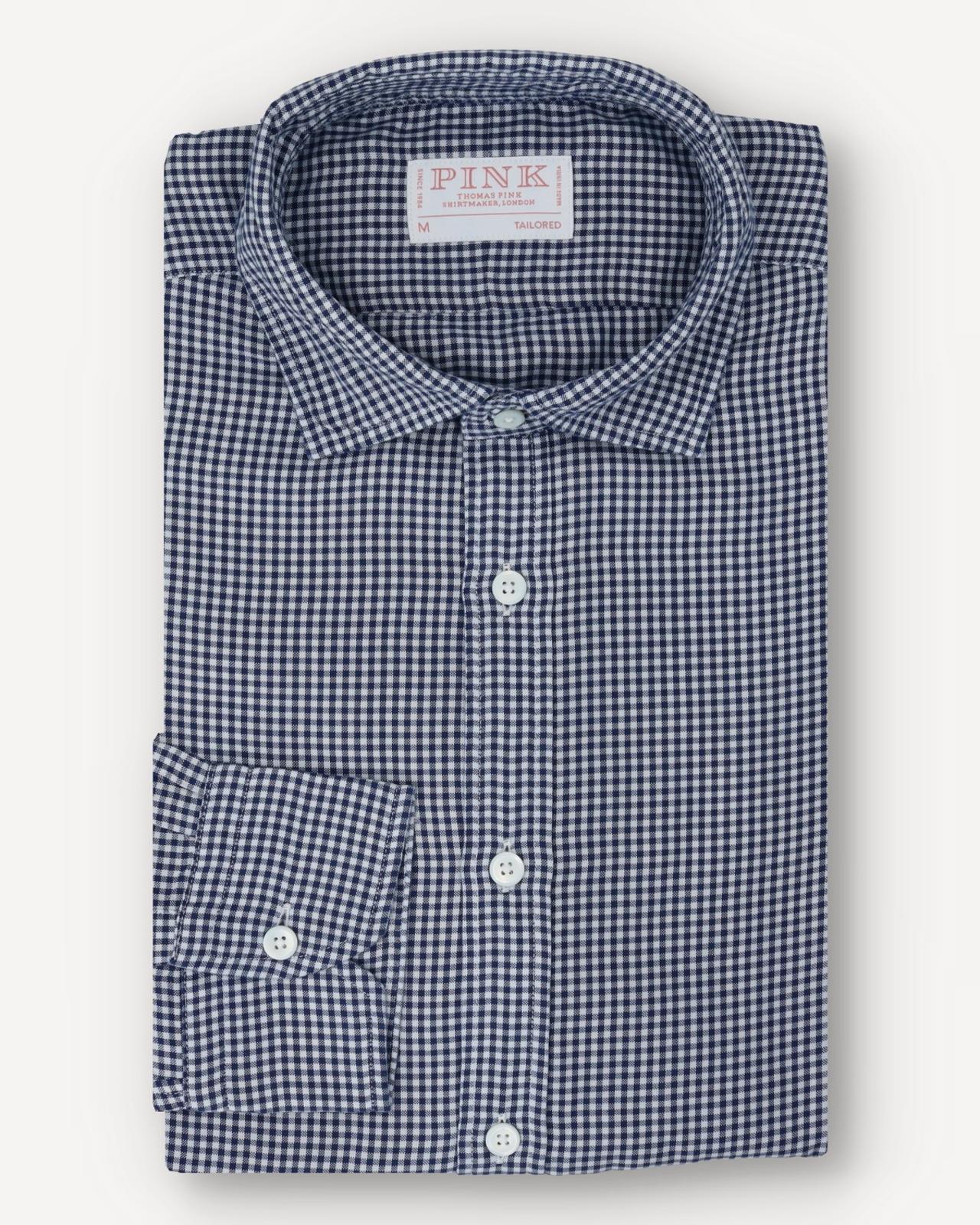 Thomas Pink Tailored Fit Check Smart Casual Shirt Navy/White-MALFORD OF LONDON SAVILE ROW MENSWEAR OUTLET