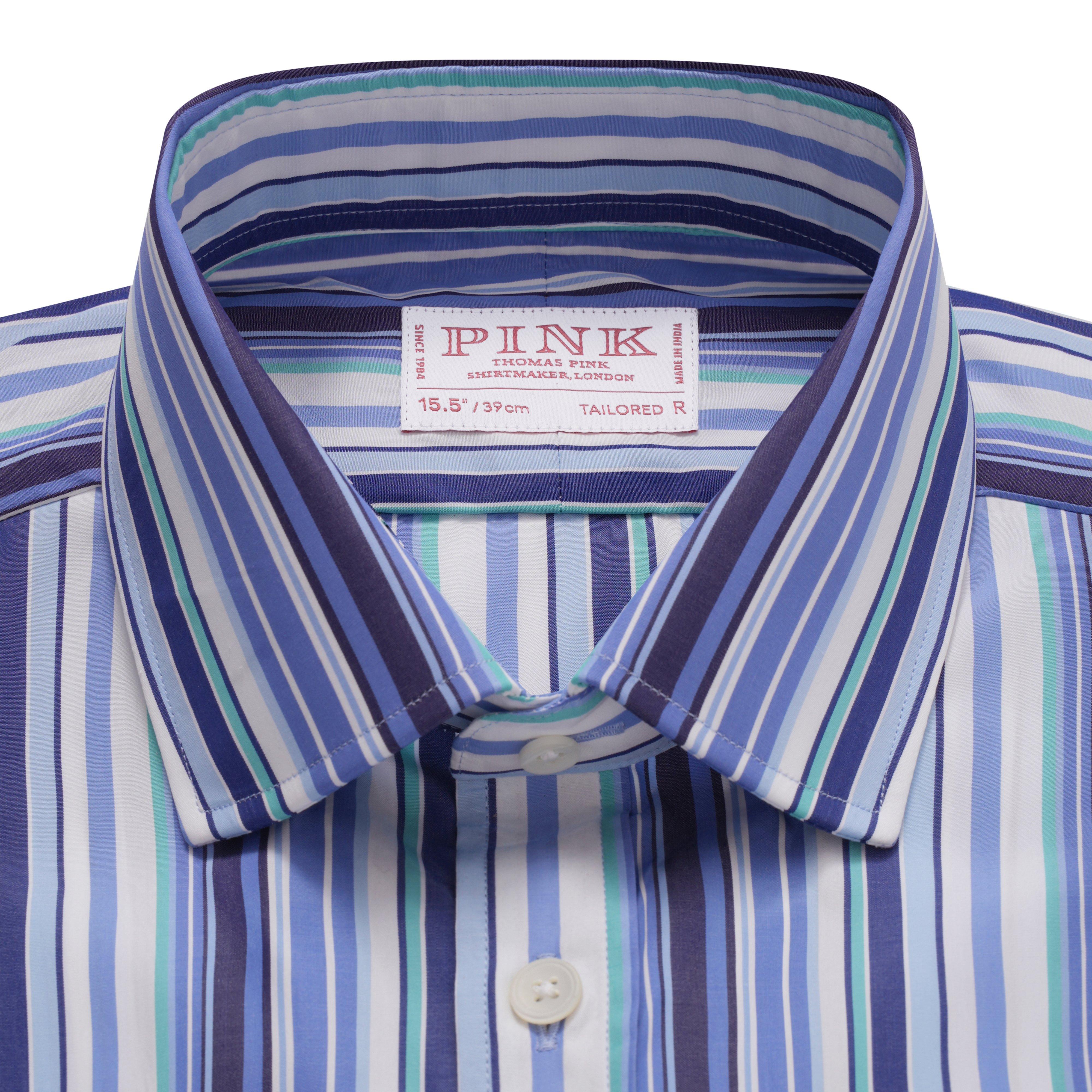 Thomas Pink Tailored Fit Formal Barcode Stripe Shirt-MALFORD OF LONDON SAVILE ROW MENSWEAR OUTLET