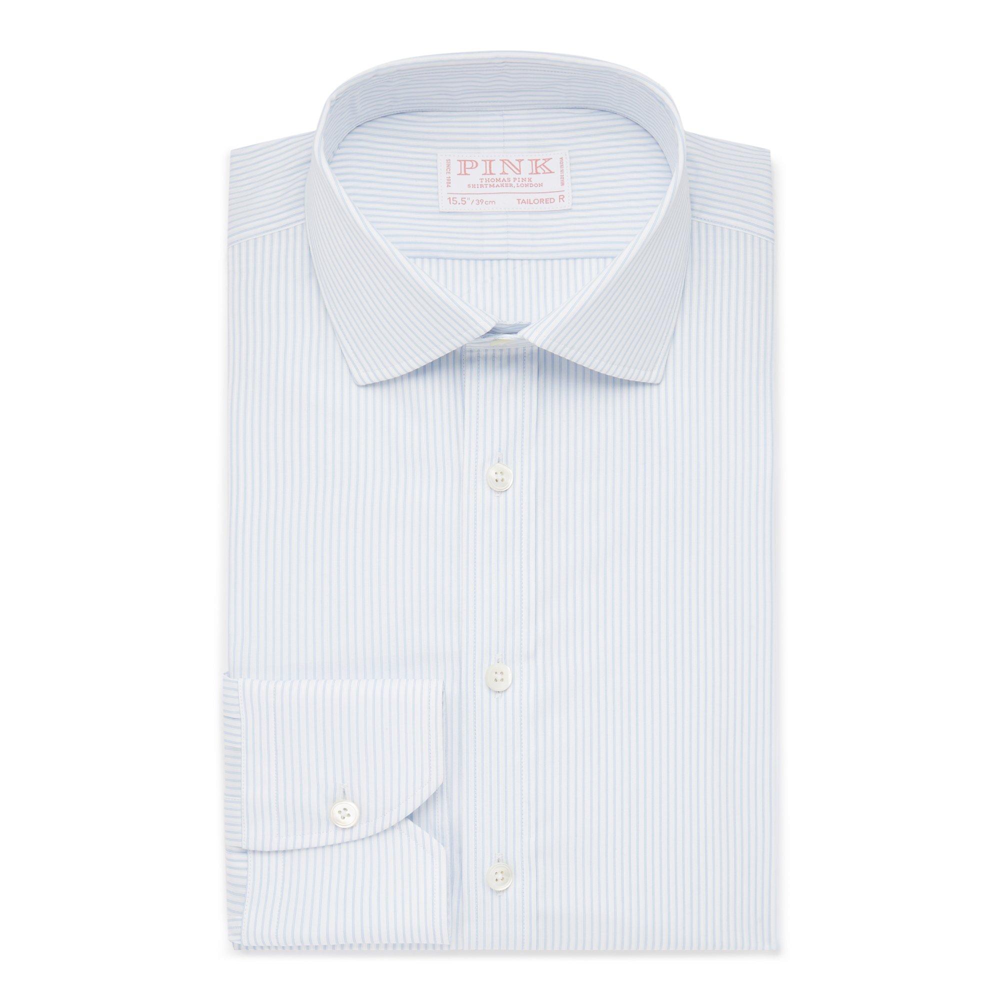 Thomas Pink Tailored Fit Formal Dobby Pin Stripe Shirt-MALFORD OF LONDON SAVILE ROW MENSWEAR OUTLET