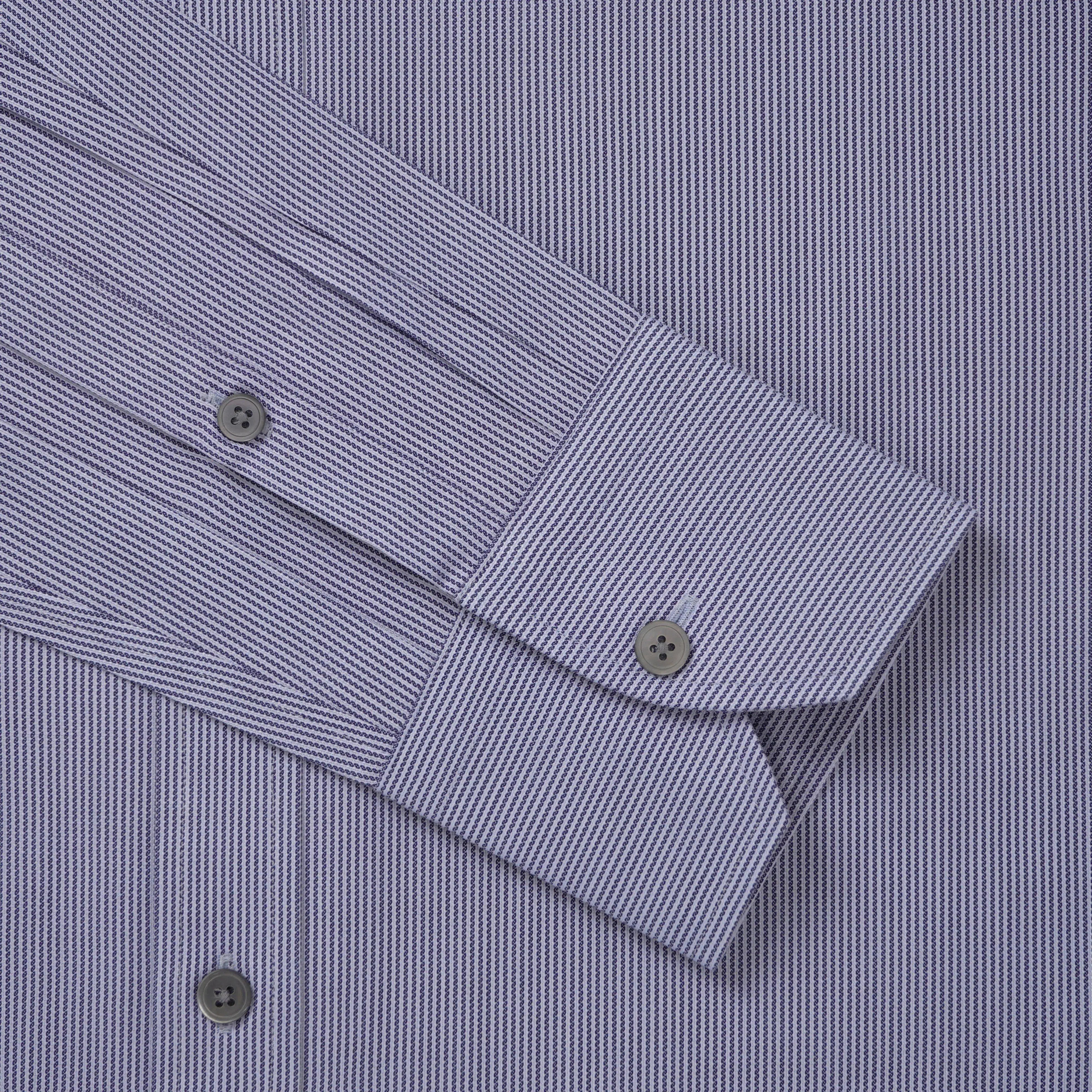 Thomas Pink Tailored Fit Formal Dobby Rope Stripe Shirt Navy/Blue-MALFORD OF LONDON SAVILE ROW MENSWEAR OUTLET