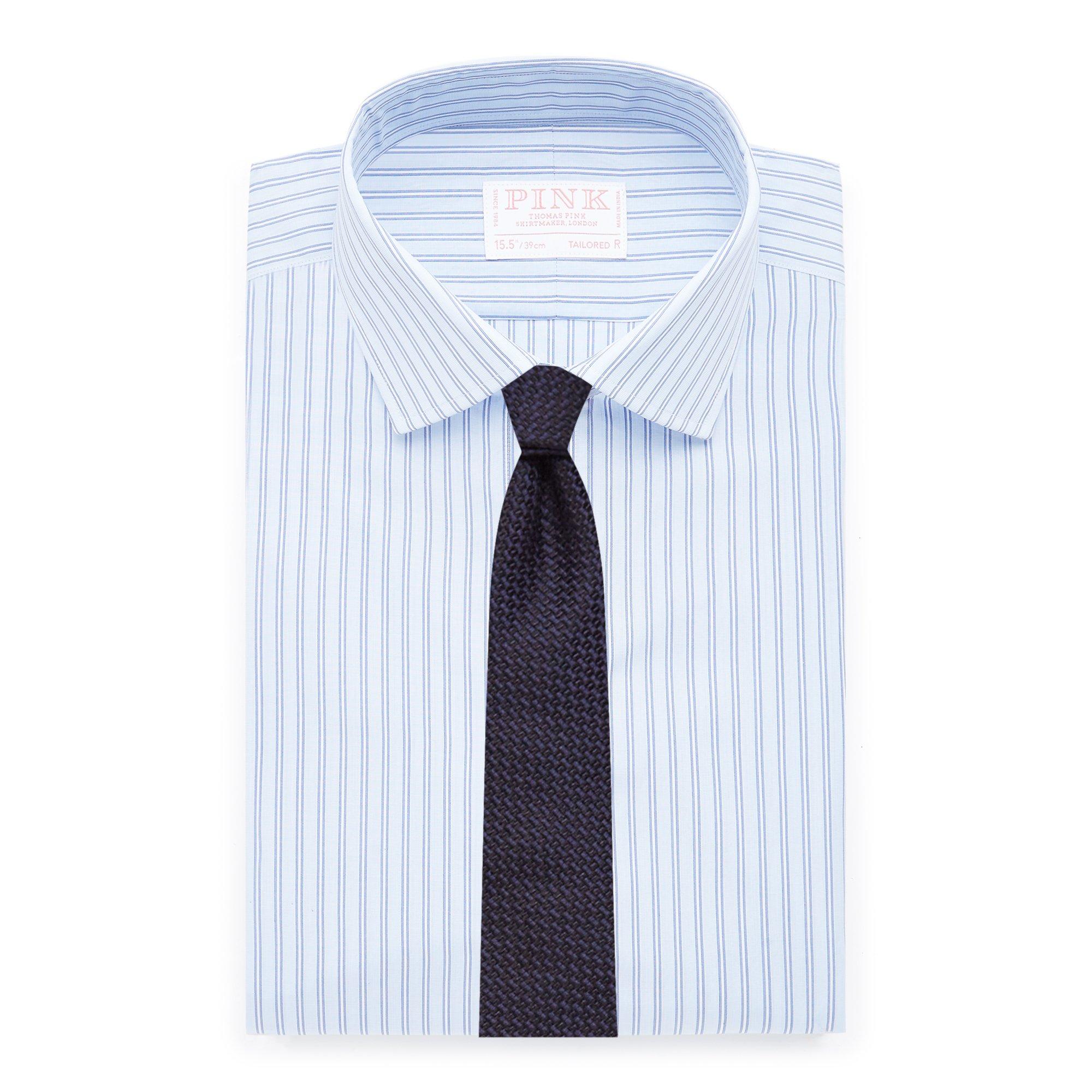 Thomas Pink Tailored Fit Formal End on End Stripe Shirt-MALFORD OF LONDON SAVILE ROW MENSWEAR OUTLET