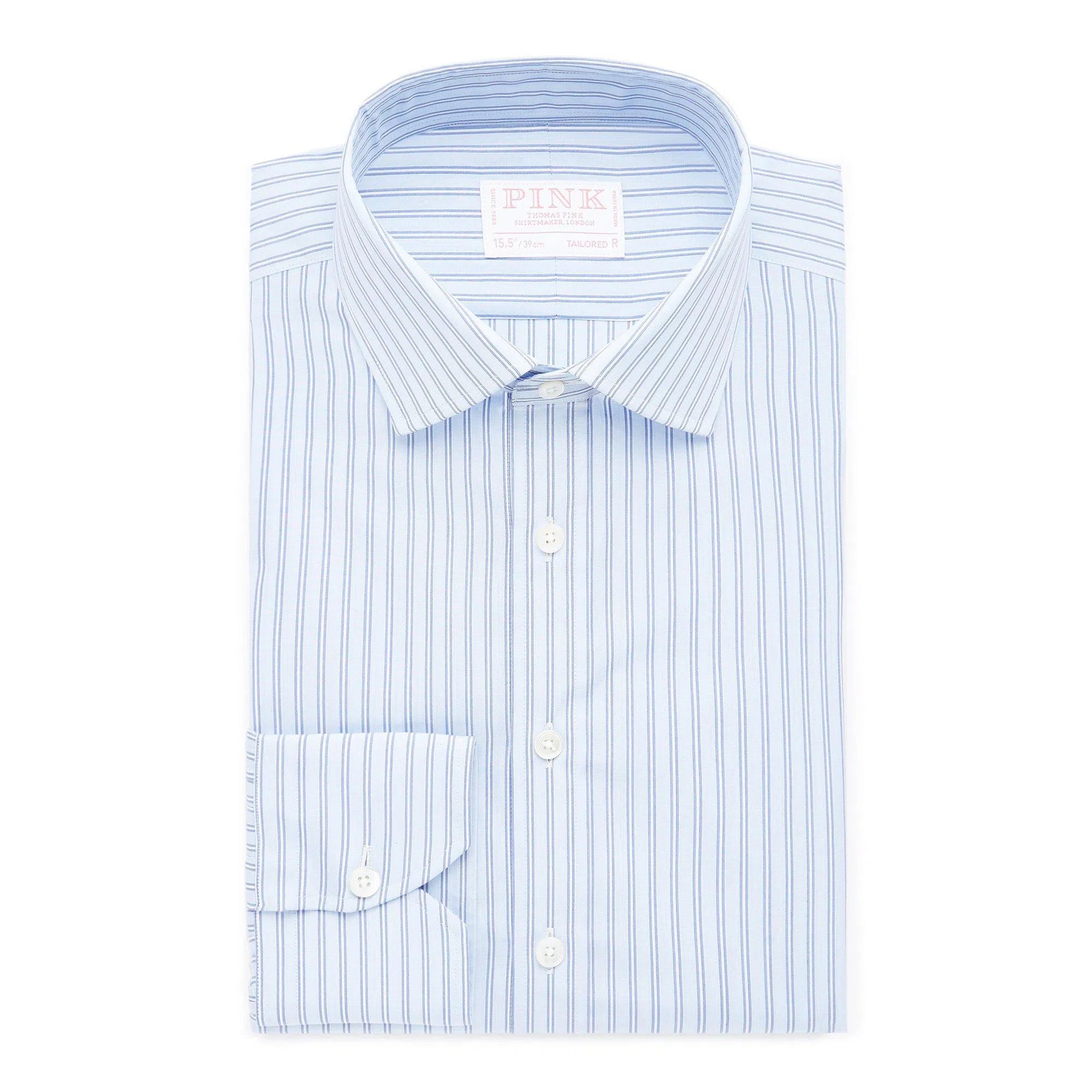 Thomas Pink Tailored Fit Formal End on End Stripe Shirt-MALFORD OF LONDON SAVILE ROW MENSWEAR OUTLET