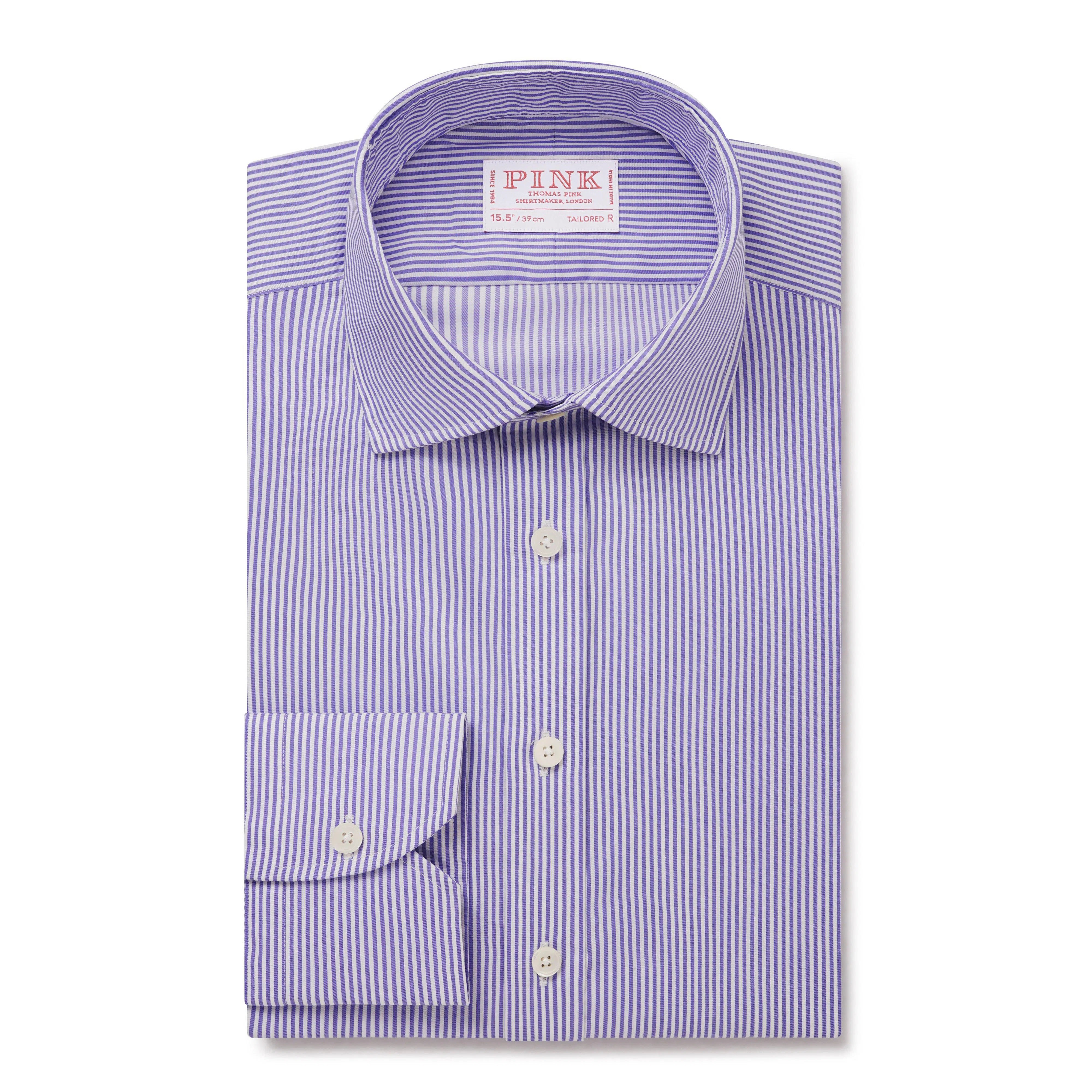 Thomas Pink Tailored Fit Formal Fine Twill Stripe Shirt-MALFORD OF LONDON SAVILE ROW MENSWEAR OUTLET