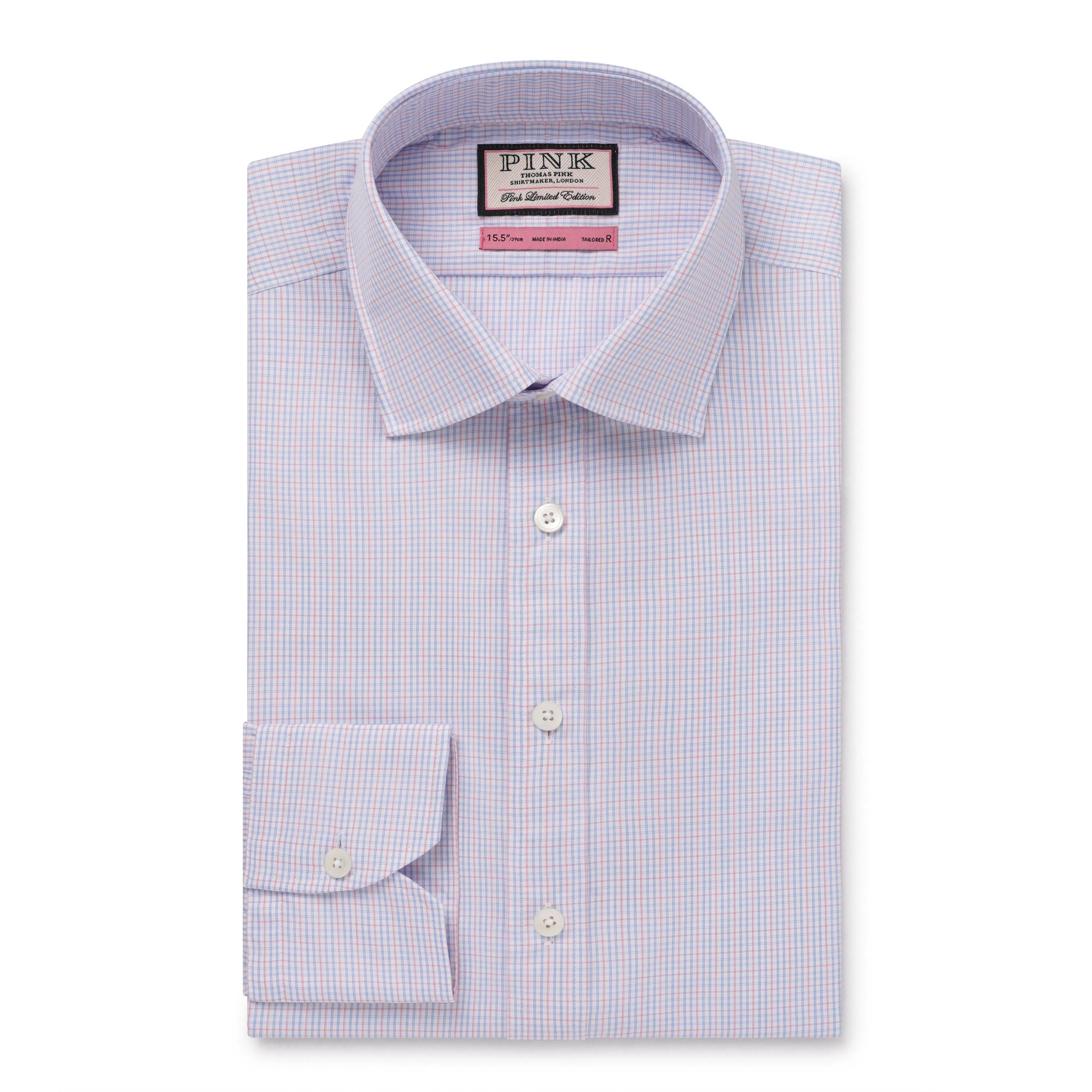 Thomas Pink Tailored Fit Formal Graph Check Shirt-MALFORD OF LONDON SAVILE ROW MENSWEAR OUTLET