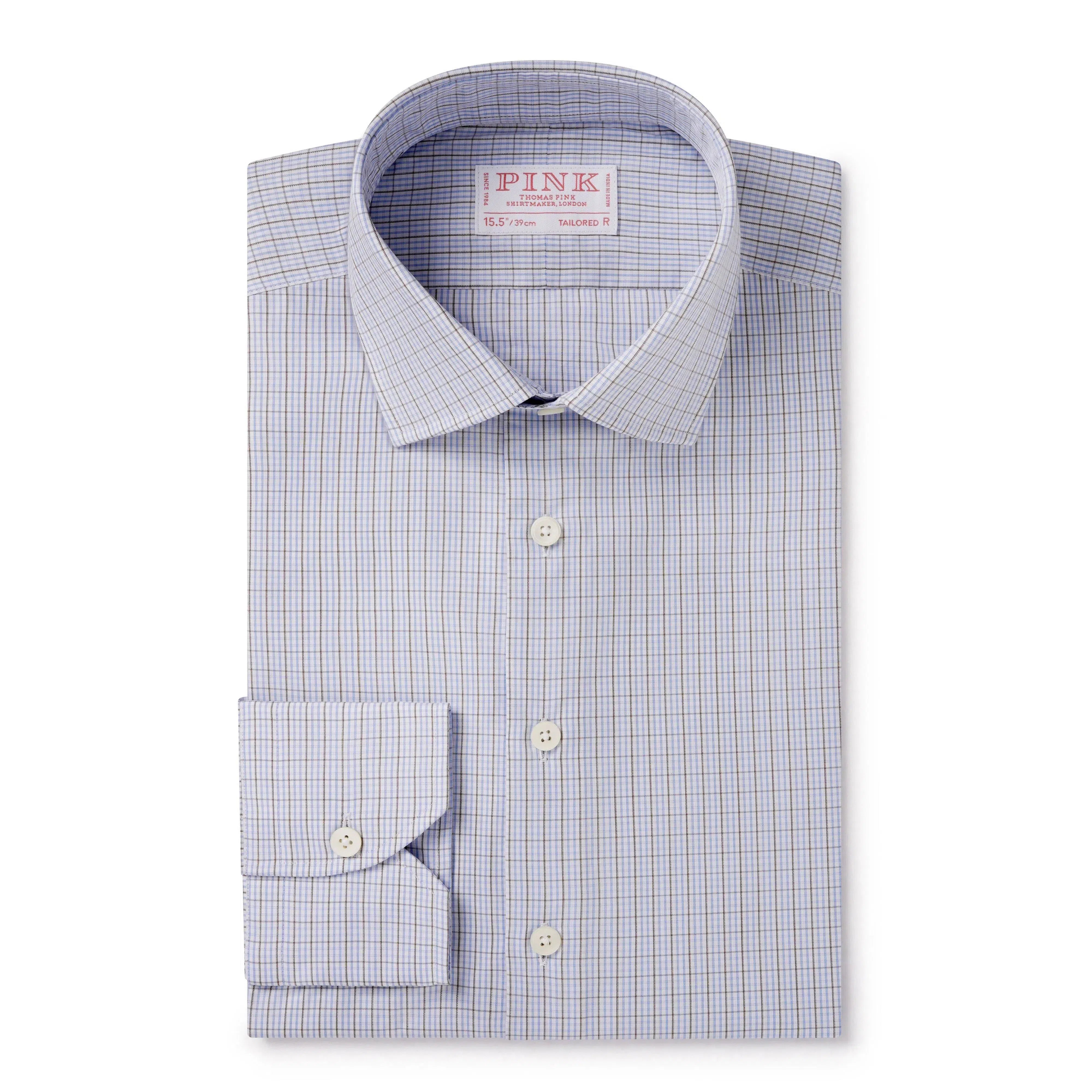 Thomas Pink Tailored Fit Formal Graph Check Shirt-MALFORD OF LONDON SAVILE ROW MENSWEAR OUTLET