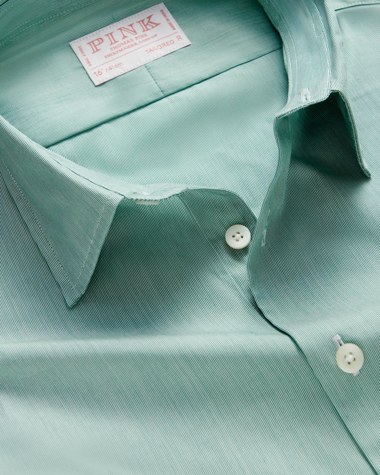 Thomas Pink Tailored Fit Formal Hairline Rope Stripe Shirt Deep Green/White-MALFORD OF LONDON SAVILE ROW MENSWEAR OUTLET