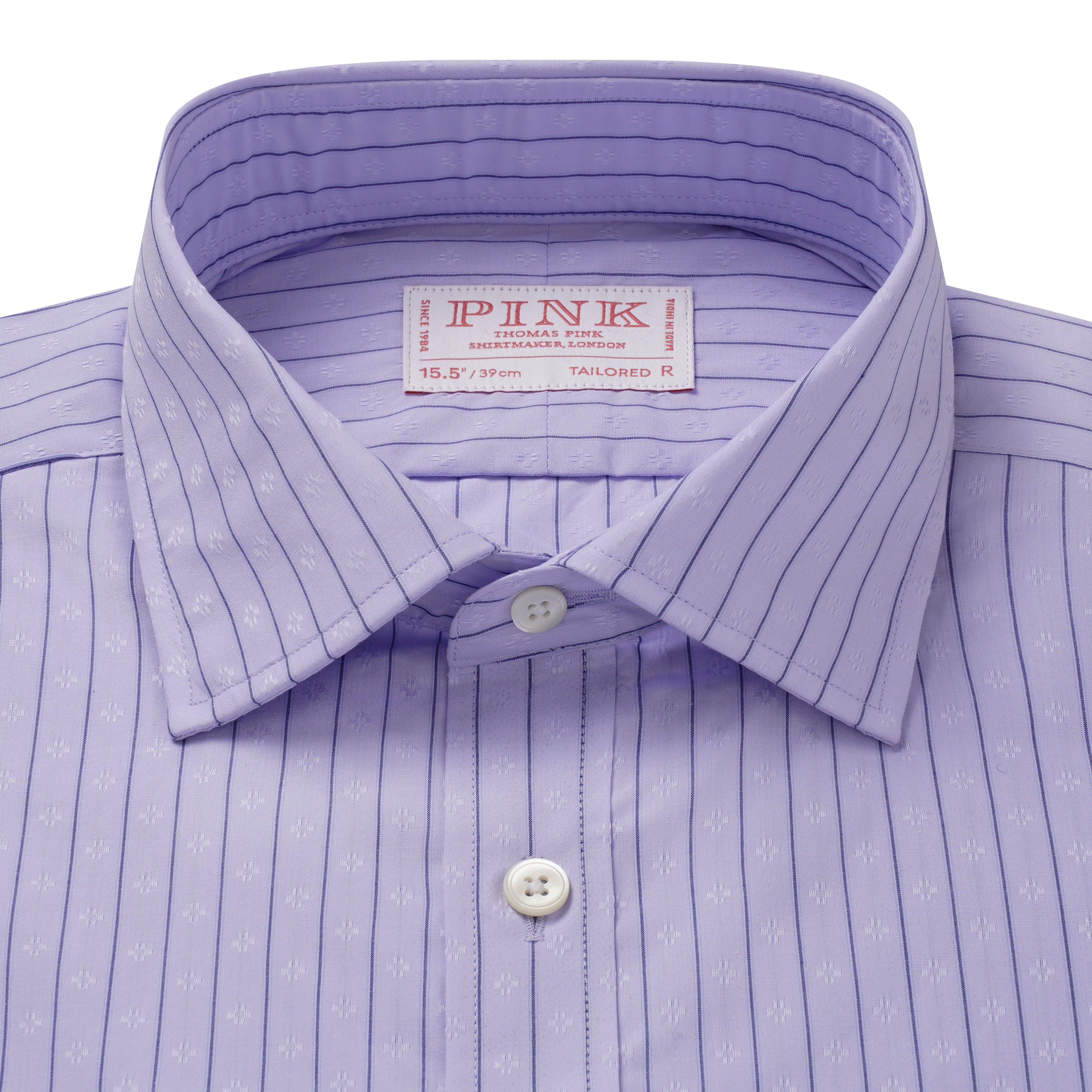 Thomas Pink Tailored Fit Formal Herringbone Stripe Shirt-MALFORD OF LONDON SAVILE ROW MENSWEAR OUTLET