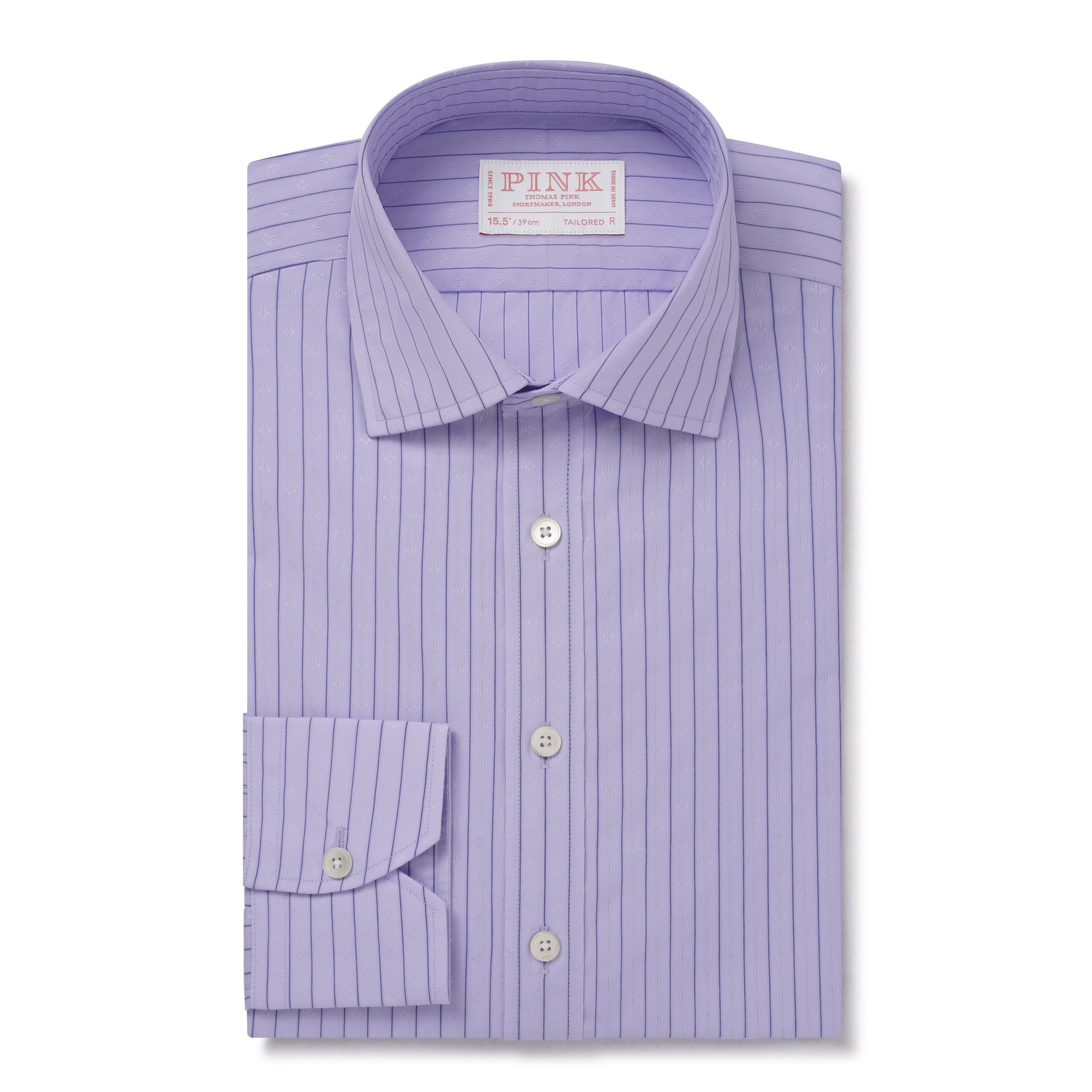 Thomas Pink Tailored Fit Formal Herringbone Stripe Shirt-MALFORD OF LONDON SAVILE ROW MENSWEAR OUTLET