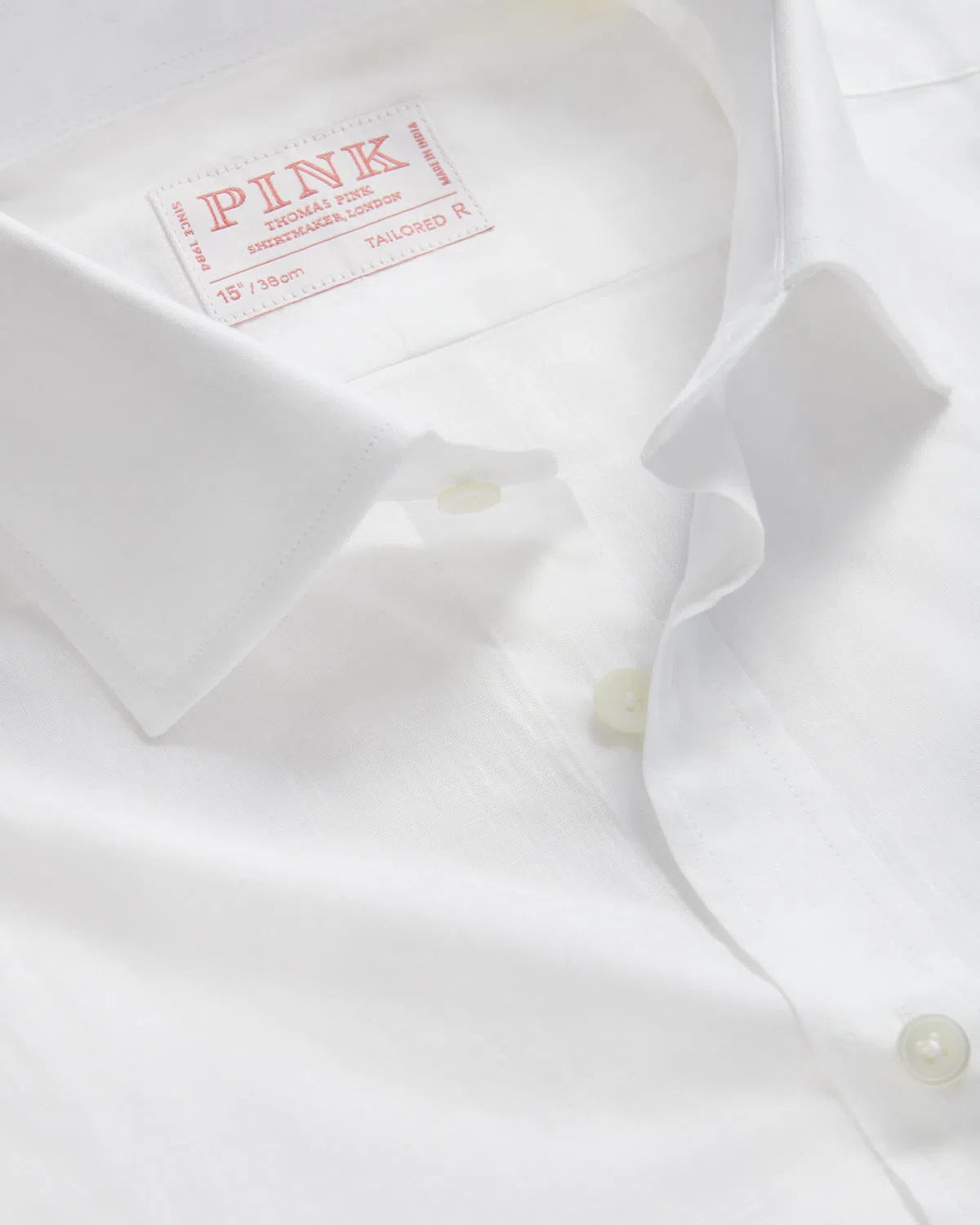 Thomas Pink Tailored Fit Formal Light Muslin Cotton Shirt White-MALFORD OF LONDON SAVILE ROW MENSWEAR OUTLET