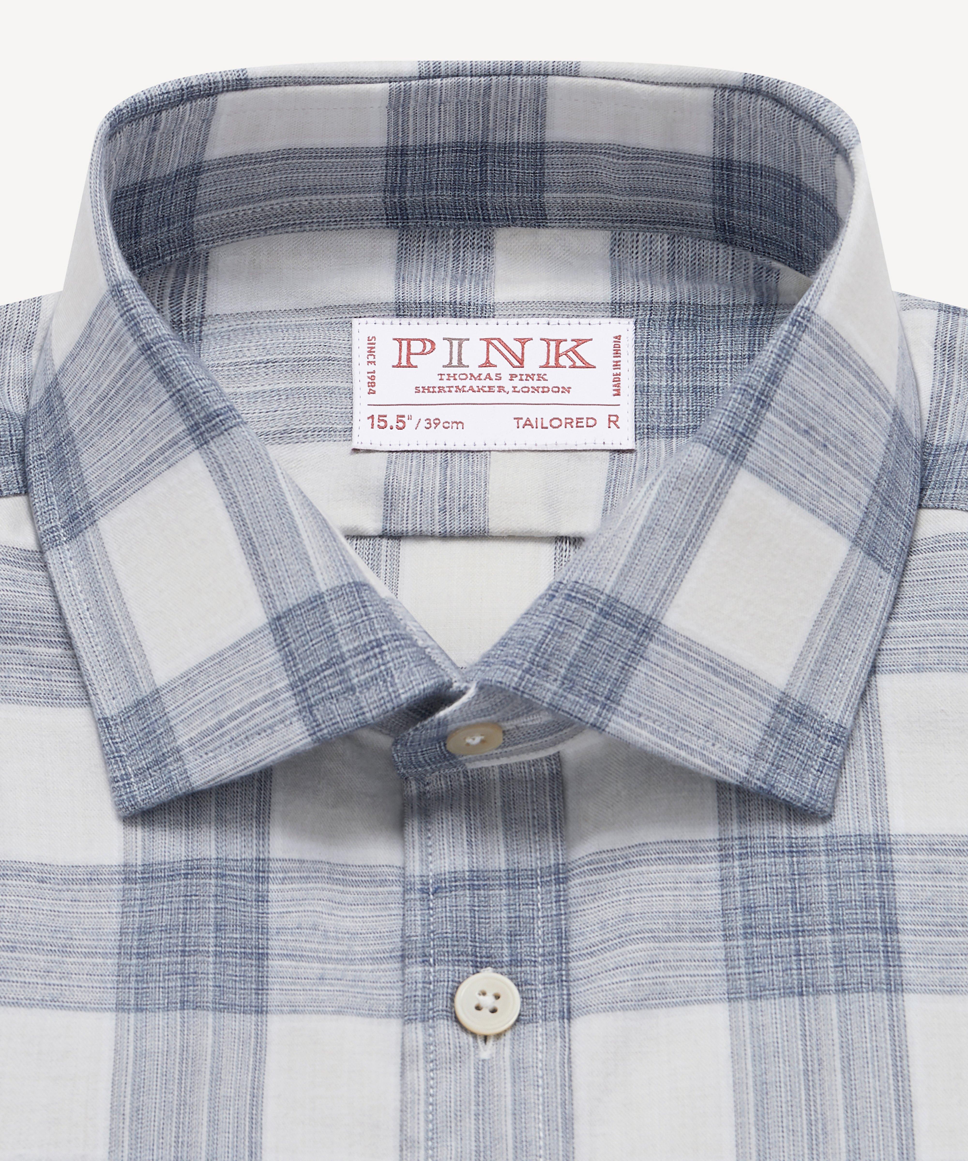 Thomas Pink Tailored Fit Formal Lux Flannel Large Check Shirt-MALFORD OF LONDON SAVILE ROW MENSWEAR OUTLET