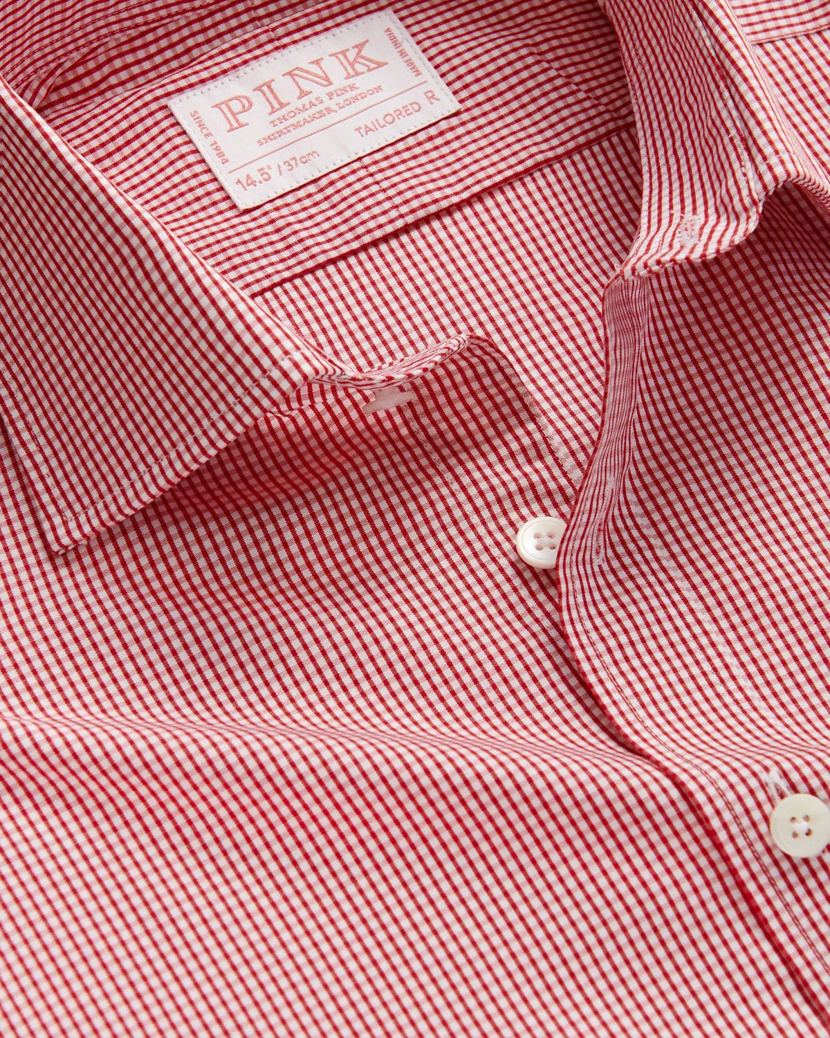 Thomas Pink Tailored Fit Formal Micro Check Shirt Red/White-MALFORD OF LONDON SAVILE ROW MENSWEAR OUTLET