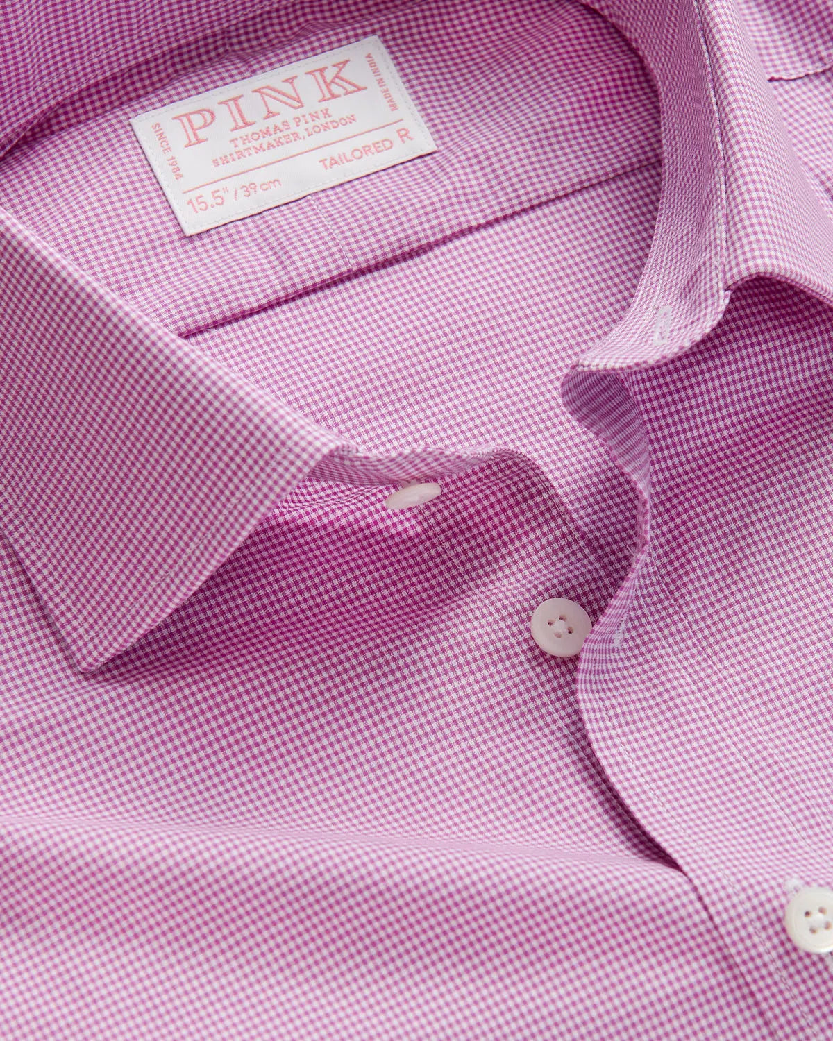 Thomas Pink Tailored Fit Formal Micro Gingham Check Shirt Purple/White-MALFORD OF LONDON SAVILE ROW MENSWEAR OUTLET