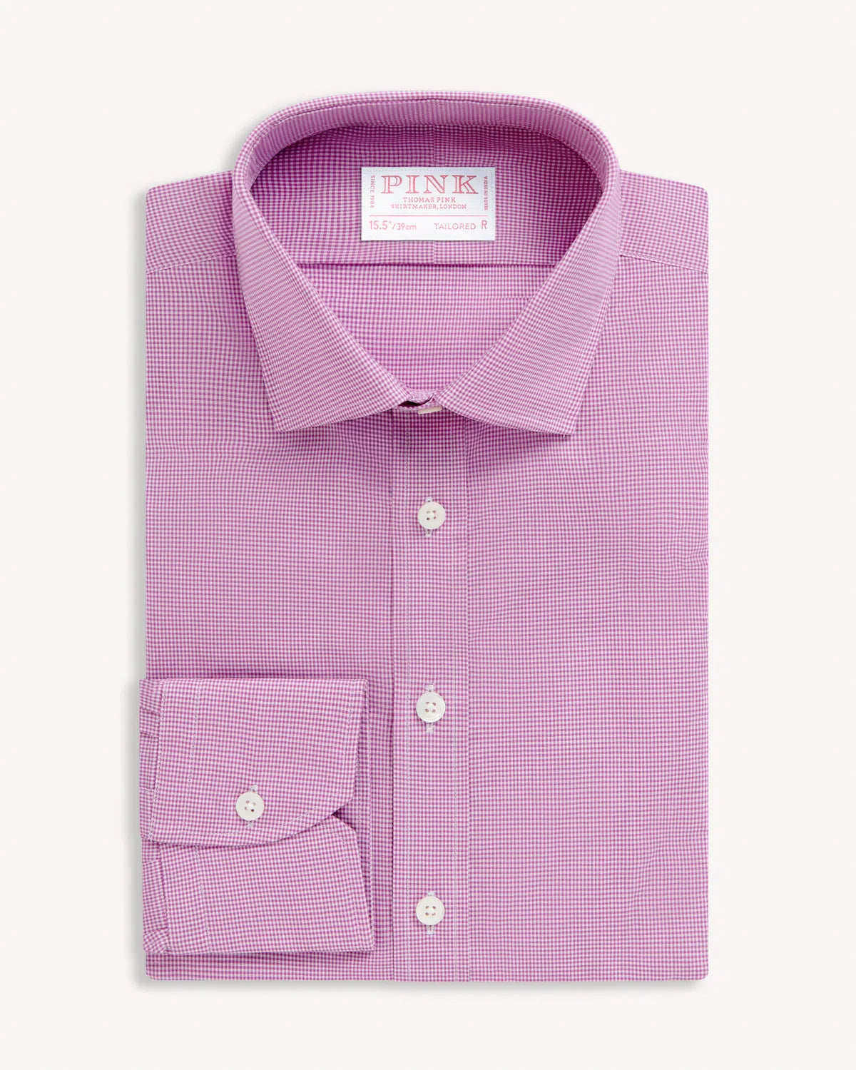 Thomas Pink Tailored Fit Formal Micro Gingham Check Shirt Purple/White-MALFORD OF LONDON SAVILE ROW MENSWEAR OUTLET