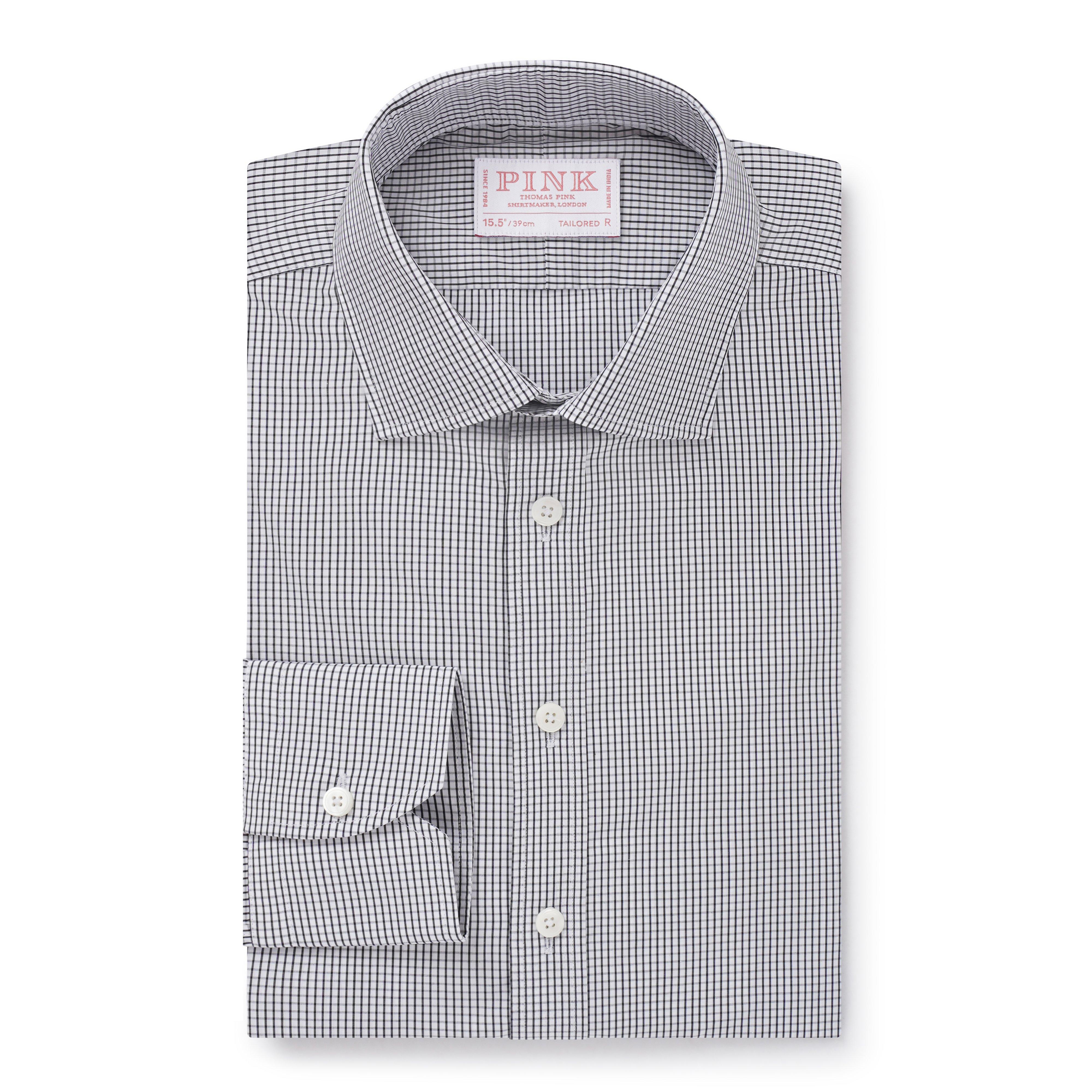 Thomas Pink Tailored Fit Formal Mini Graph Check Shirt-MALFORD OF LONDON SAVILE ROW MENSWEAR OUTLET