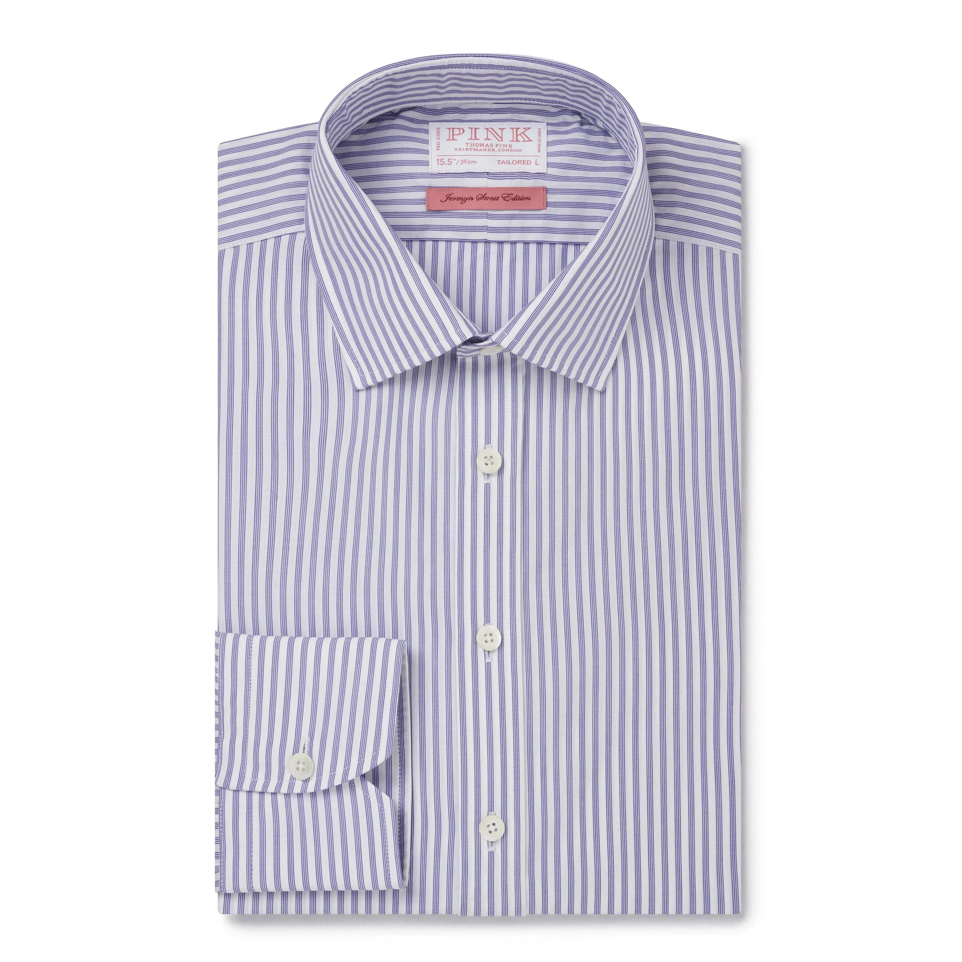 Thomas Pink Tailored Fit Formal Multi Dobby Stripe Shirt-MALFORD OF LONDON SAVILE ROW MENSWEAR OUTLET