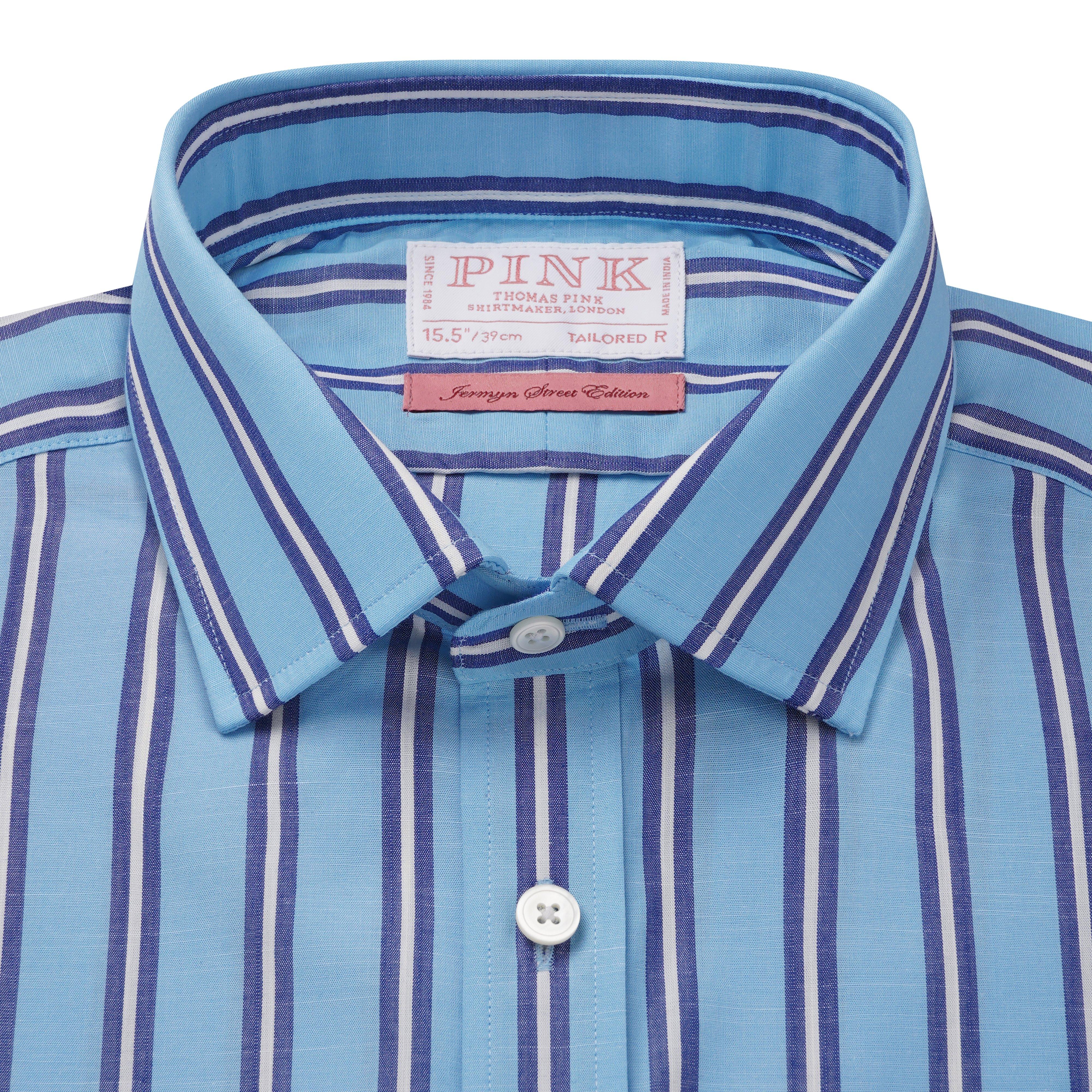 Thomas Pink Tailored Fit Formal Multi Stripe Slub Shirt-MALFORD OF LONDON SAVILE ROW MENSWEAR OUTLET