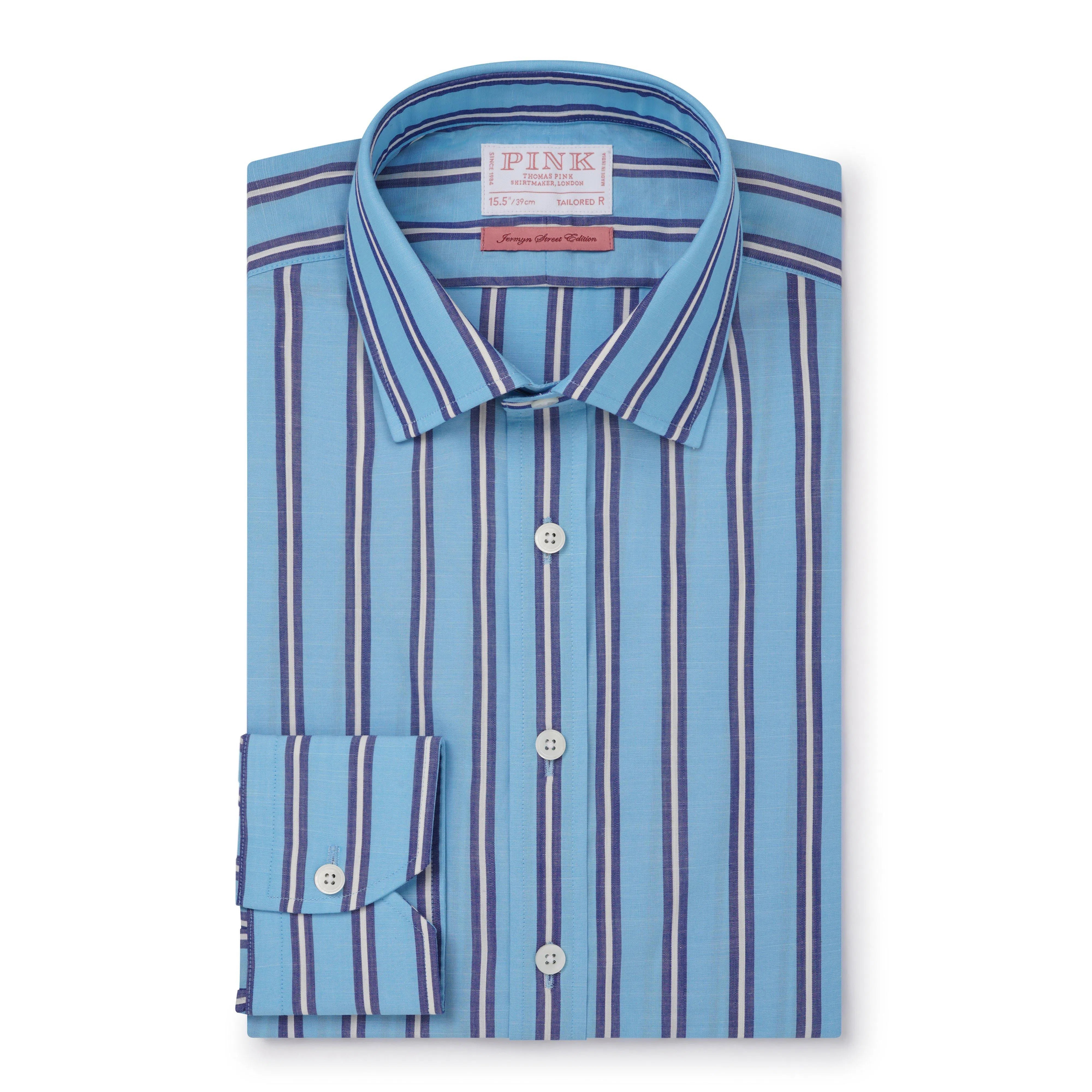 Thomas Pink Tailored Fit Formal Multi Stripe Slub Shirt-MALFORD OF LONDON SAVILE ROW MENSWEAR OUTLET