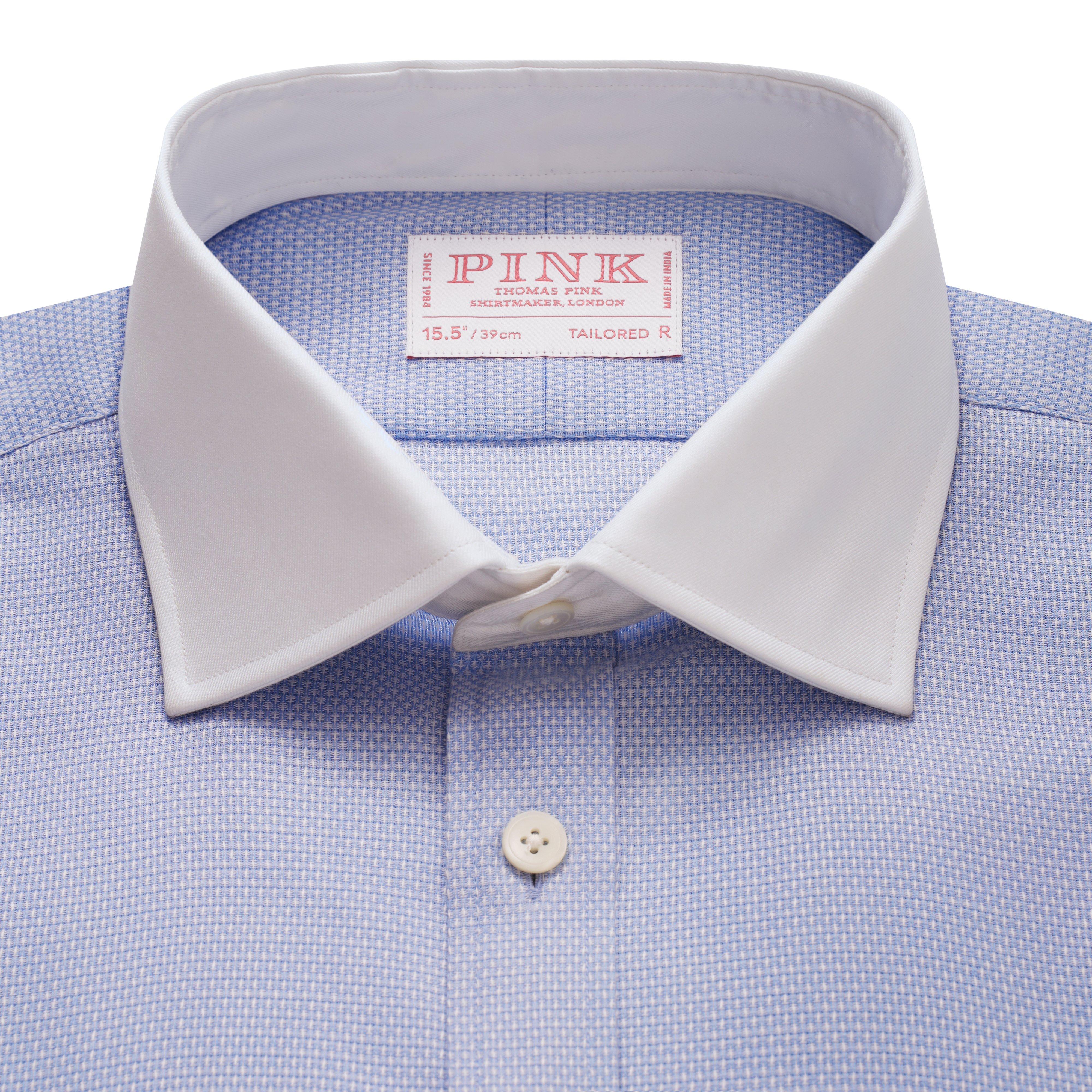 Thomas Pink Tailored Fit Formal Open Weave Dobby Shirt-MALFORD OF LONDON SAVILE ROW MENSWEAR OUTLET