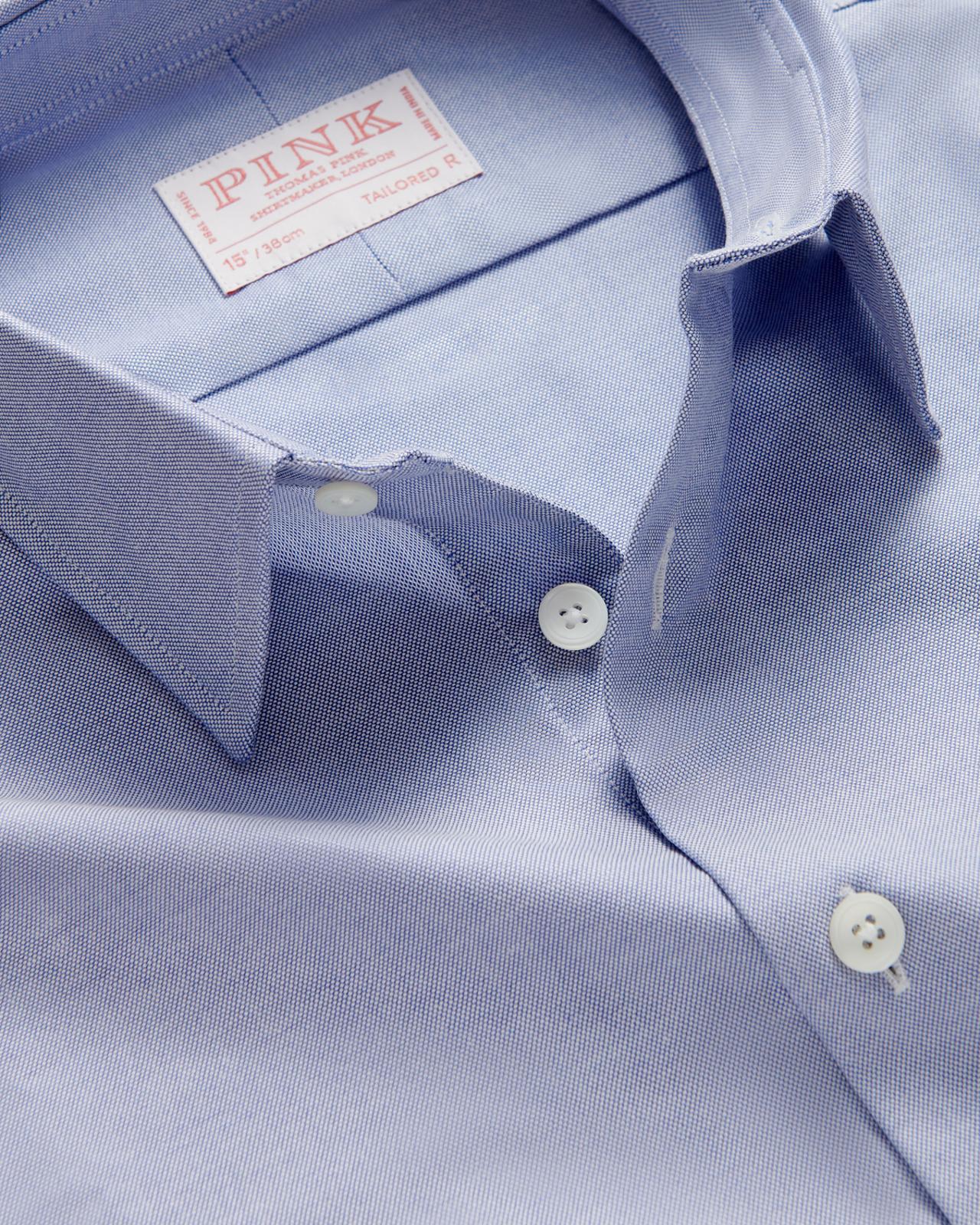 Thomas Pink Tailored Fit Formal Open Weave Oxford Shirt Blue-MALFORD OF LONDON SAVILE ROW MENSWEAR OUTLET