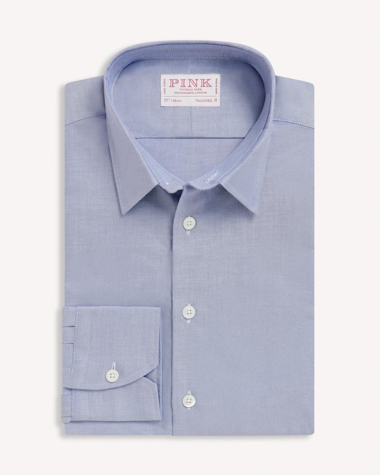 Thomas Pink Tailored Fit Formal Open Weave Oxford Shirt Blue-MALFORD OF LONDON SAVILE ROW MENSWEAR OUTLET