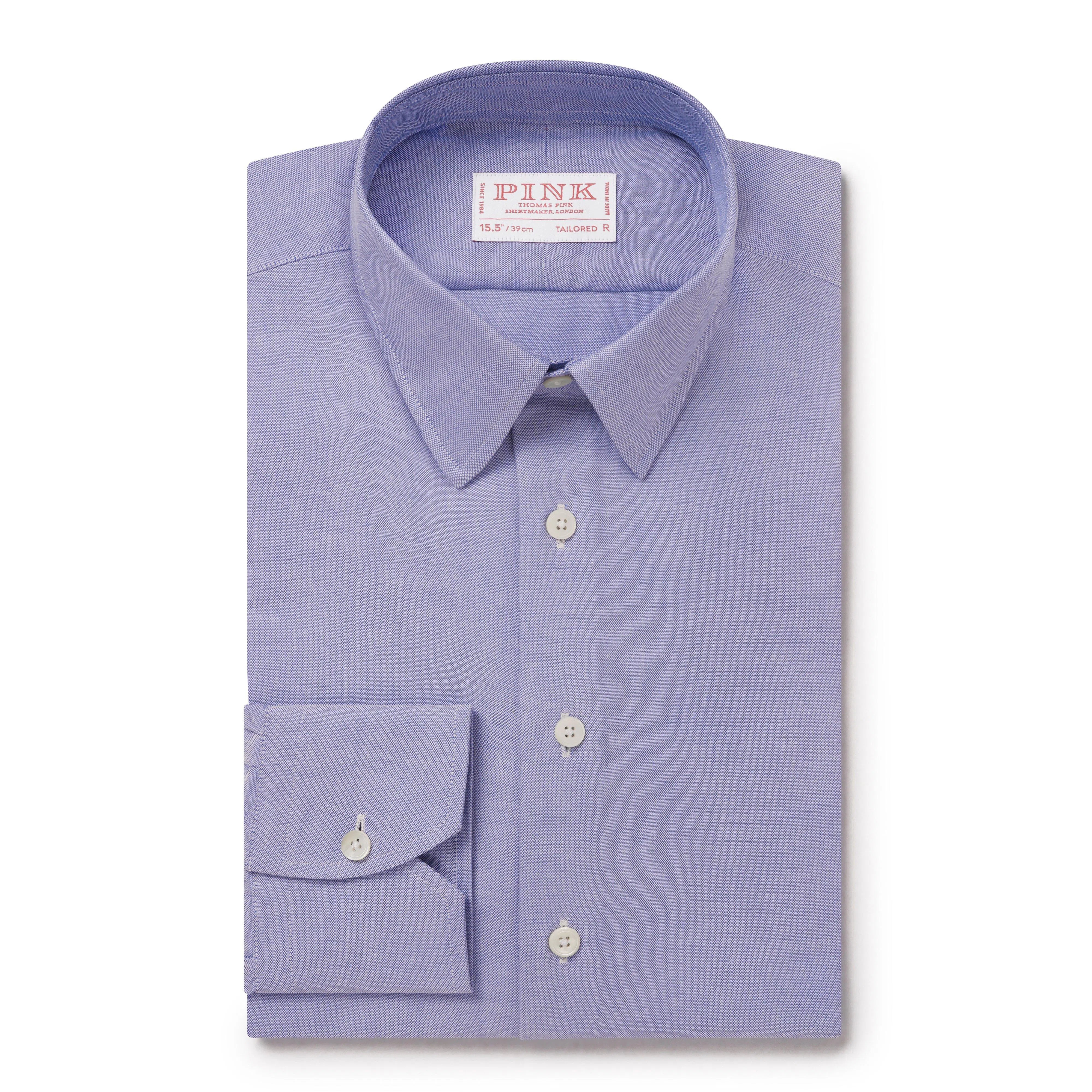 Thomas Pink Tailored Fit Formal Open Weave Oxford Shirt Blue-MALFORD OF LONDON SAVILE ROW MENSWEAR OUTLET